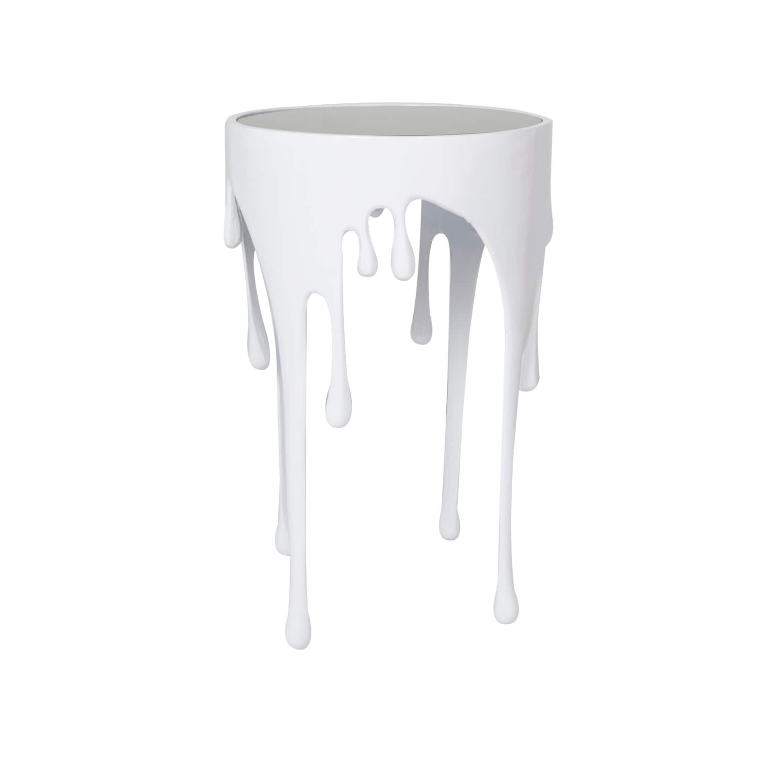 White Aluminum Drip Accent Table with Melting Designed Body