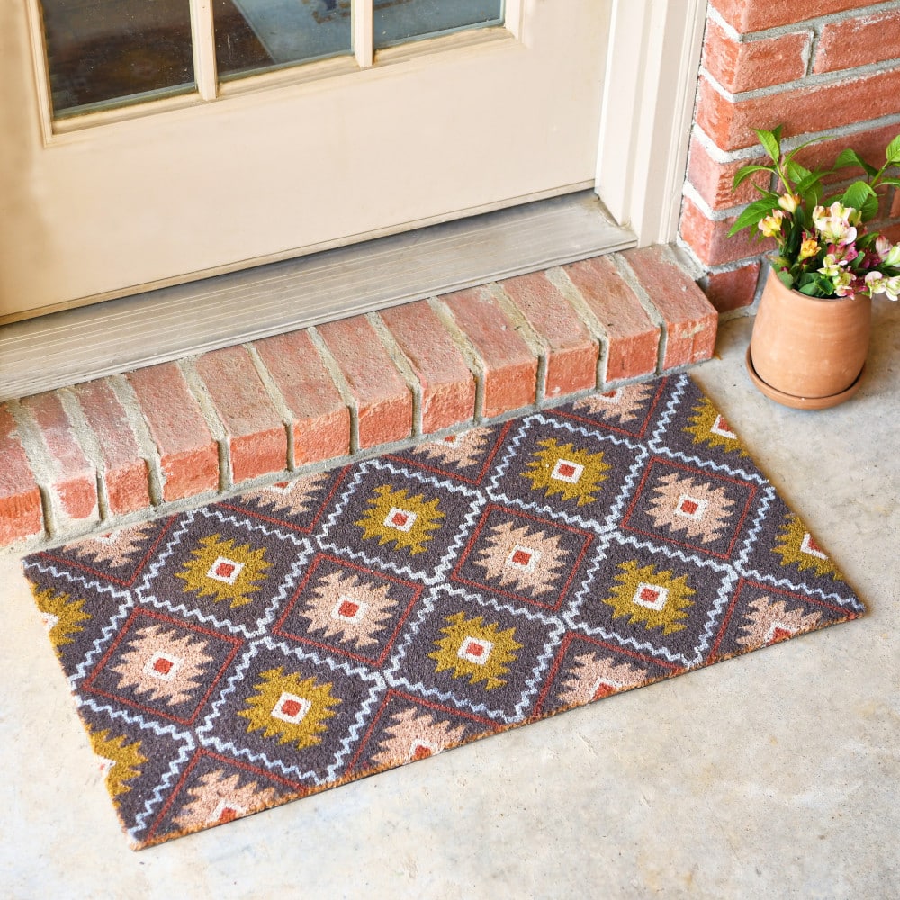 Hello Honey® Multicolor Geometric Print Coir Doormat