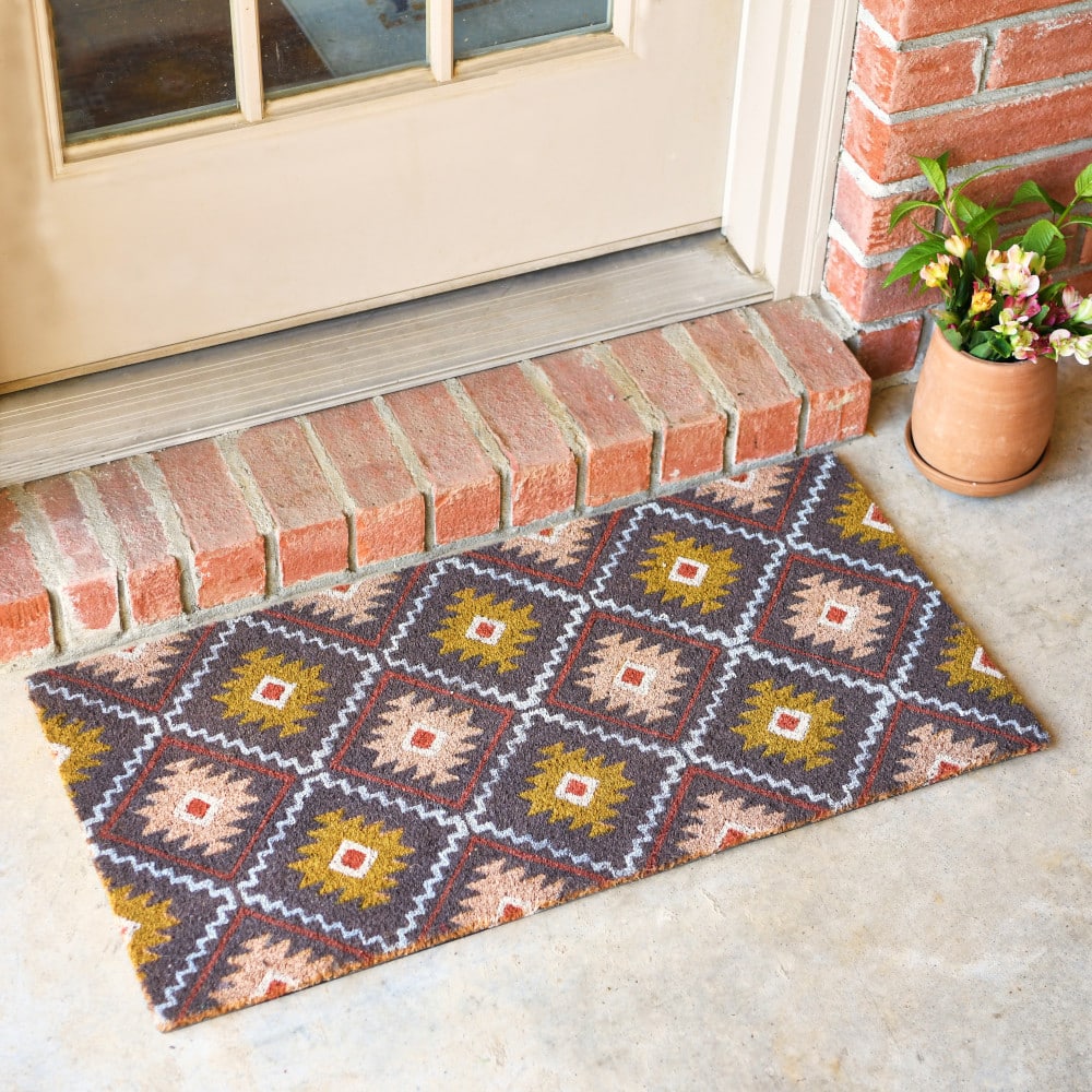 Multicolor Geometric Print Coir Doormat