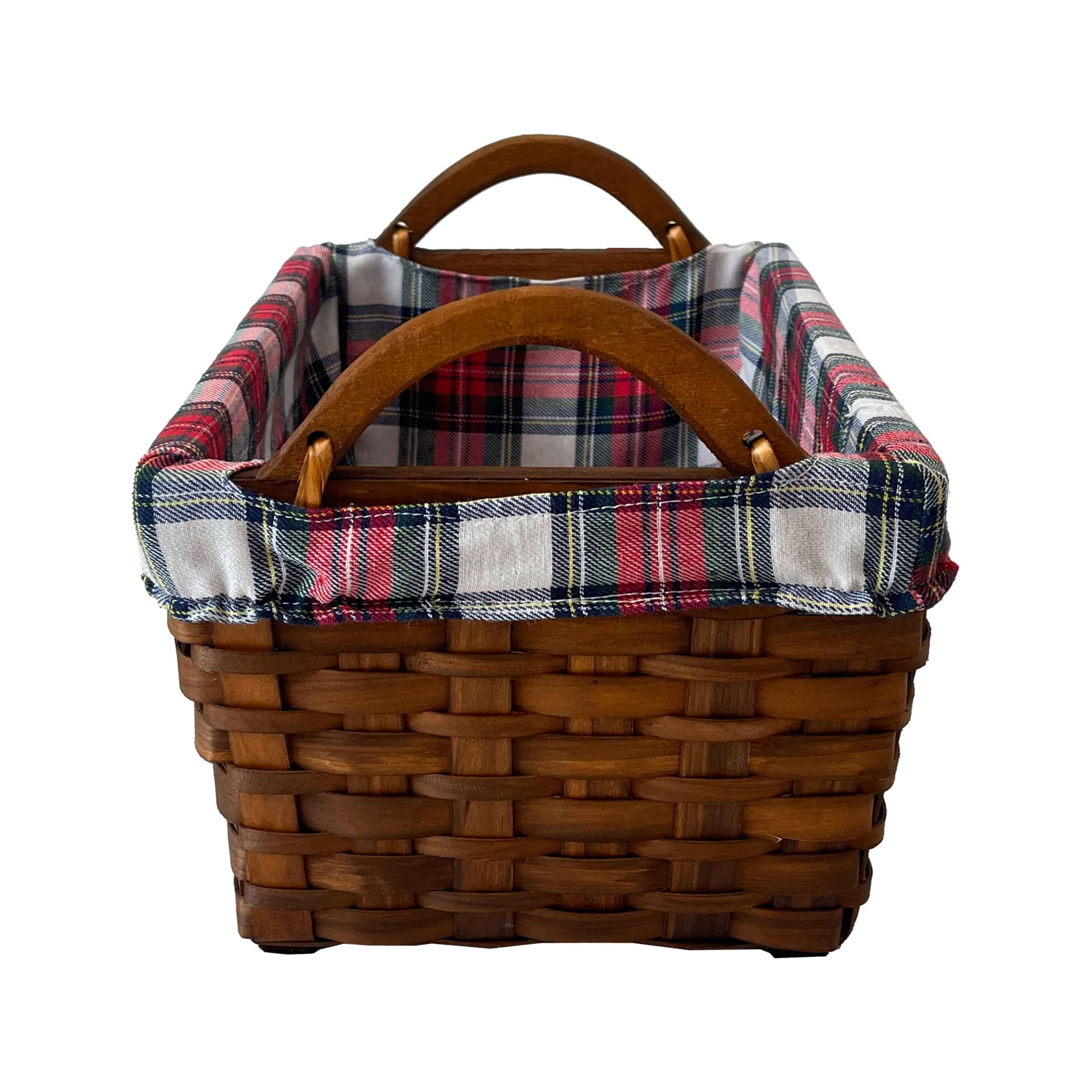 Medium Wood Basket with Plaid Liner by Ashland&#xAE;