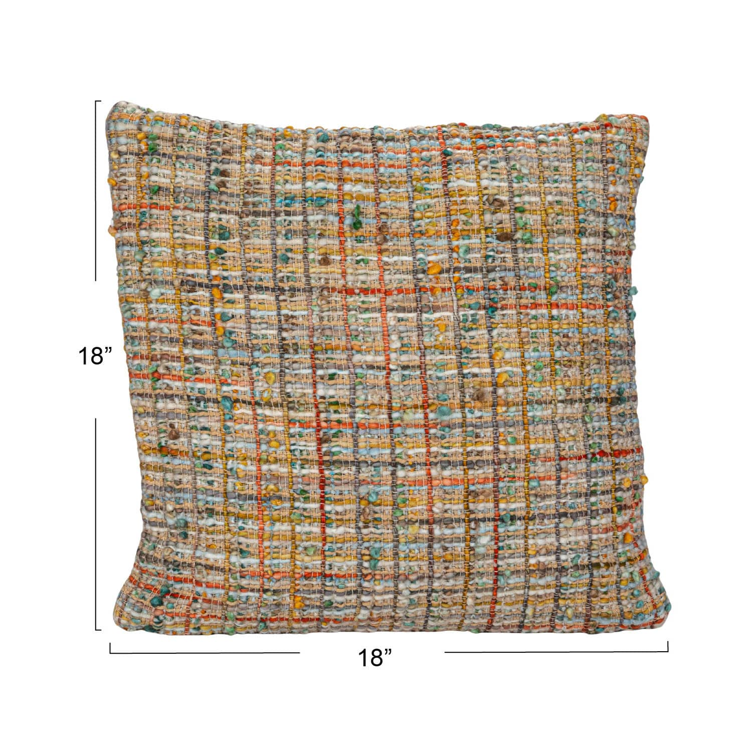 18&#x22; Multicolor Woven Acrylic Blend Boucl&#xE9; Pillow