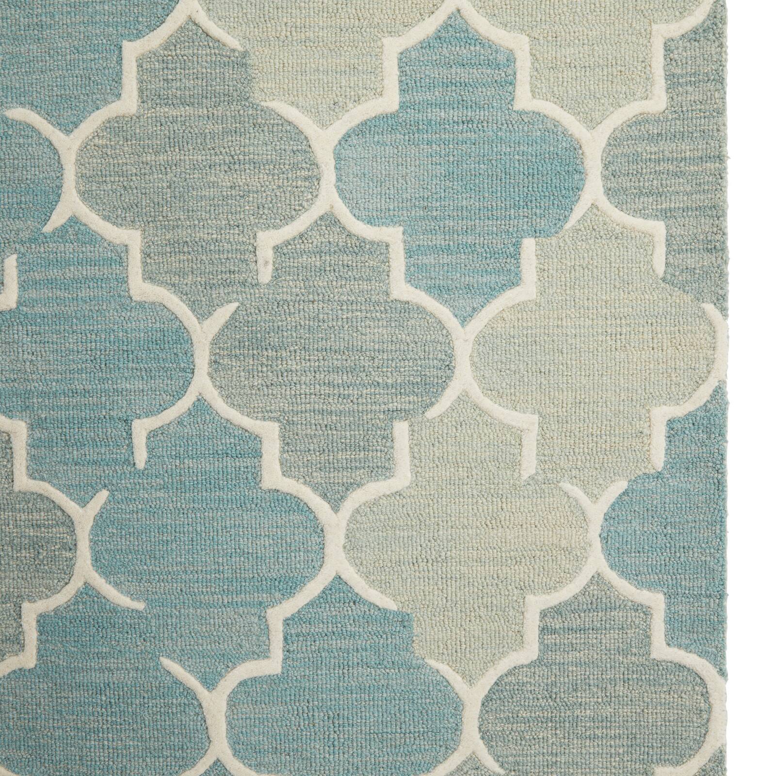 Blue Wool Modern Hand Hooked Rug, 5ft. x 8ft.