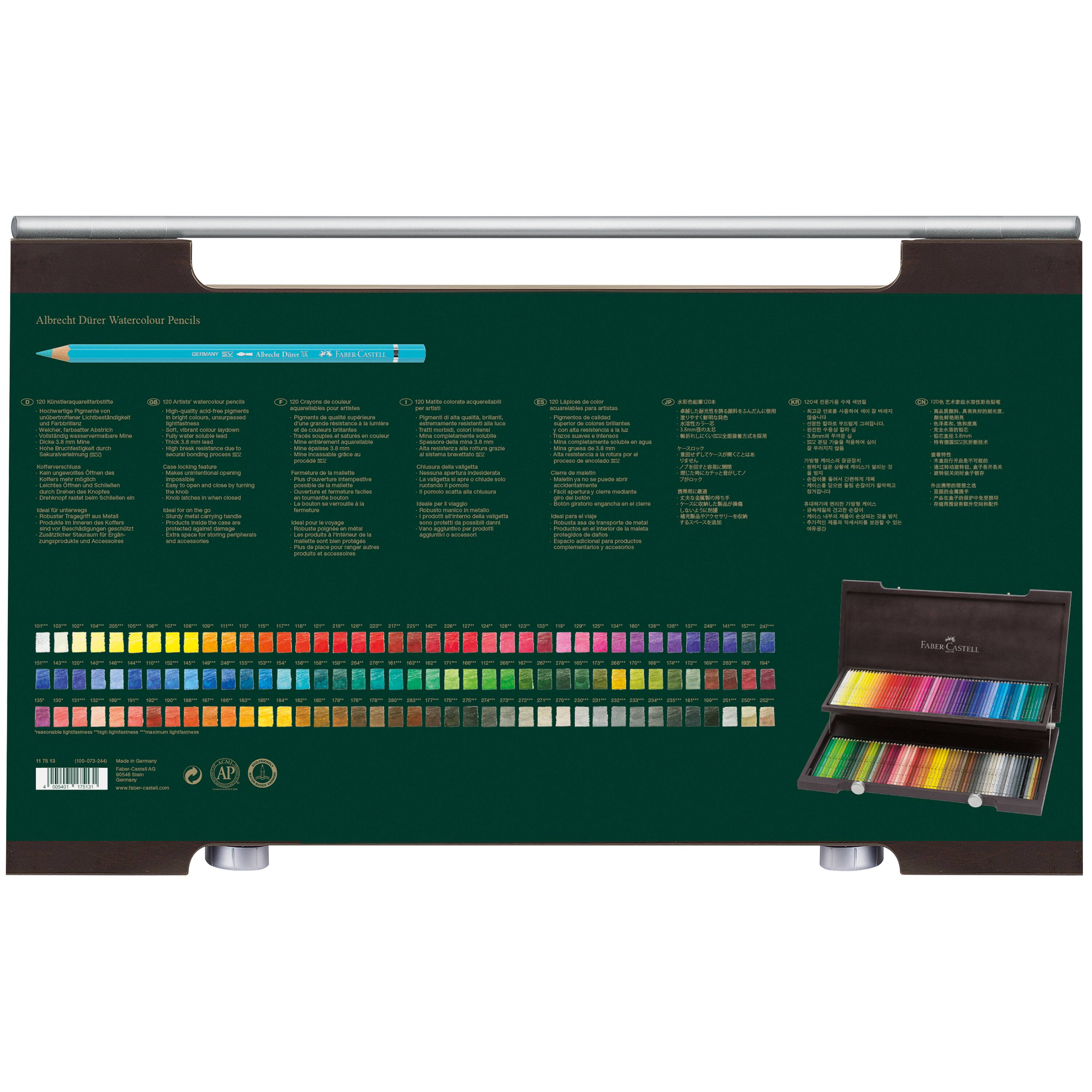 Faber-Castell Albrecht Durer 120 Color Watercolor Pencil Set in Wood Case