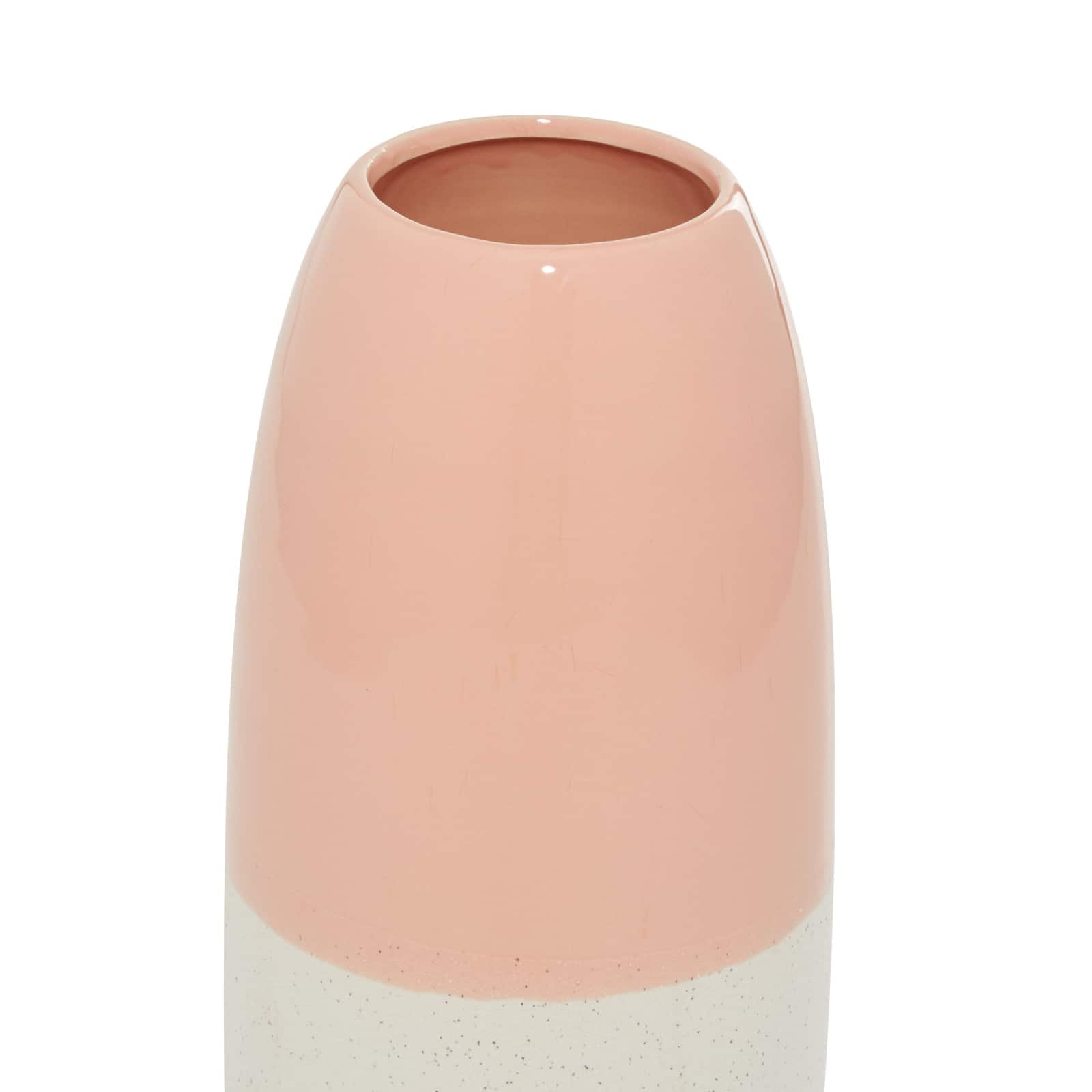 Pink Ceramic Modern Vase, 11&#x22; x 5&#x22; x 5&#x22;