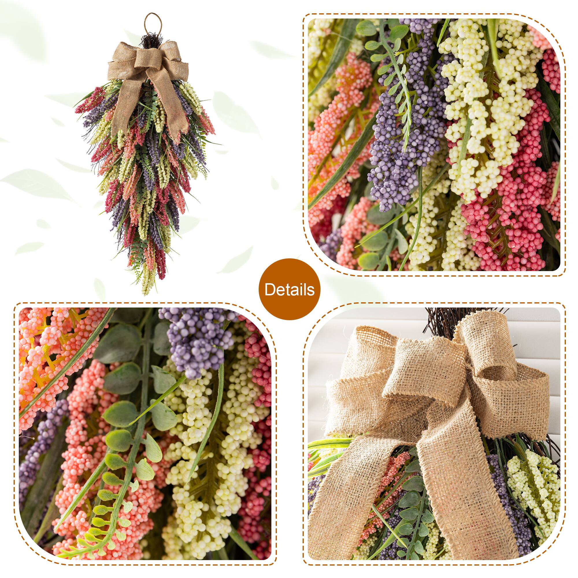 Glitzhome® 28" Pink, Purple & Yellow Mixed Heather Teardrop