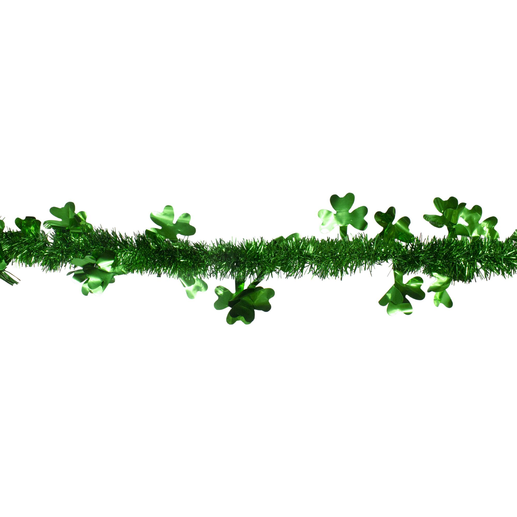 2ft. Green St. Patrick's Day Irish Shamrock Tinsel Unlit Garland
