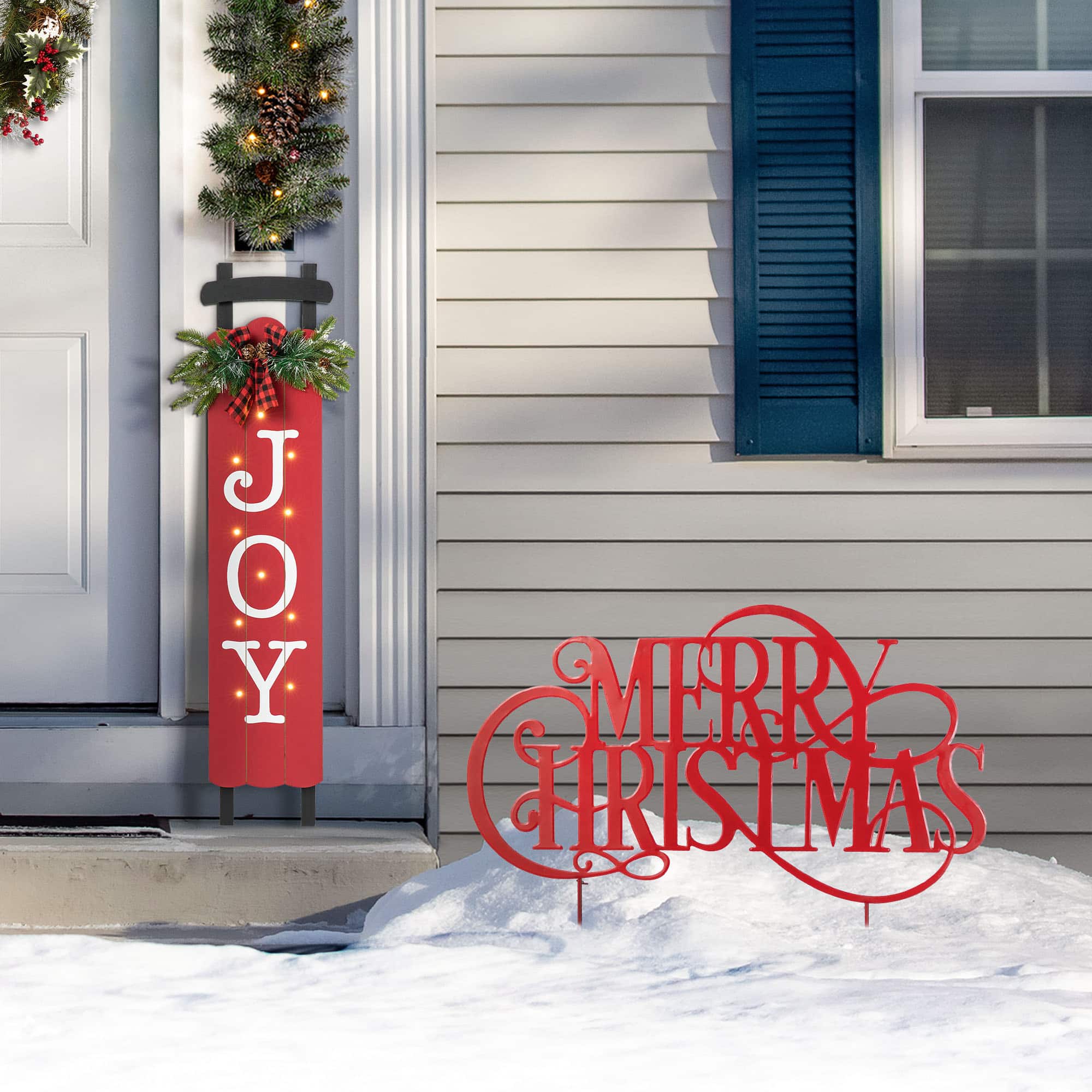Glitzhome&#xAE; 36&#x22; Oversized Metal Christmas &#x22;MERRY CHRISTMAS&#x22; Yard Stake