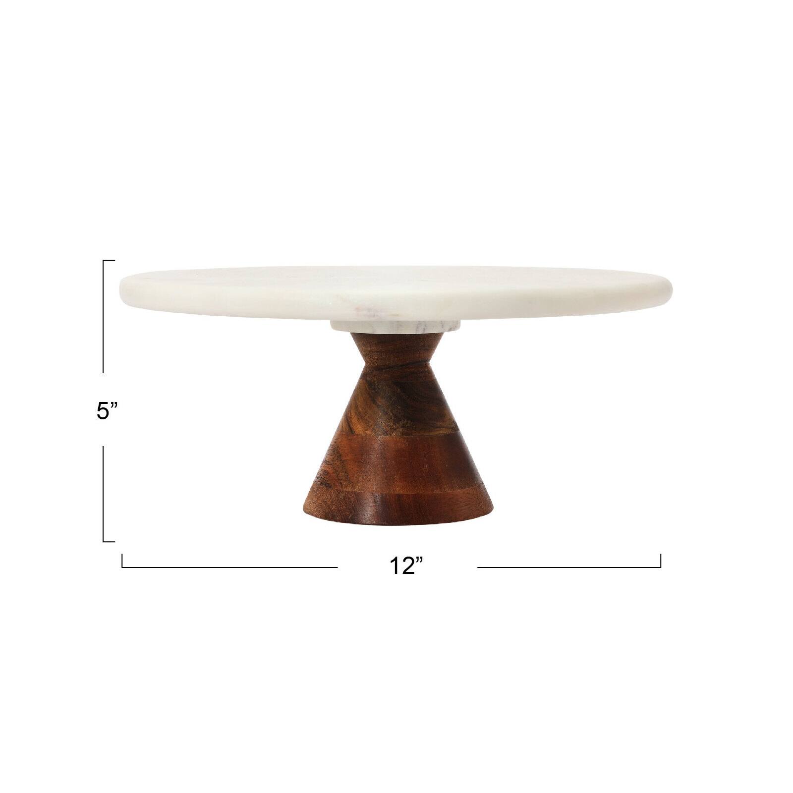Hello Honey&#xAE; 12&#x22; Marble Pedestal with Wood Base Stand
