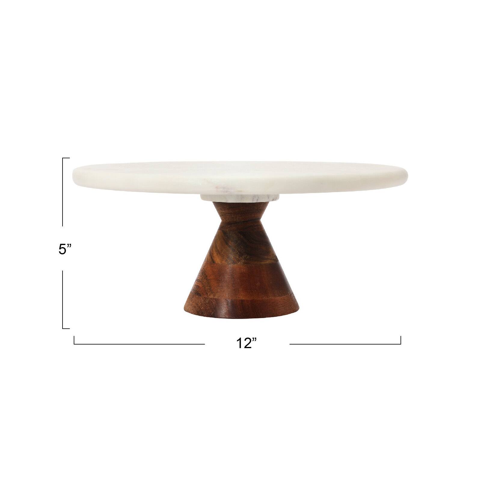 12&#x22; Marble Pedestal with Wood Base Stand