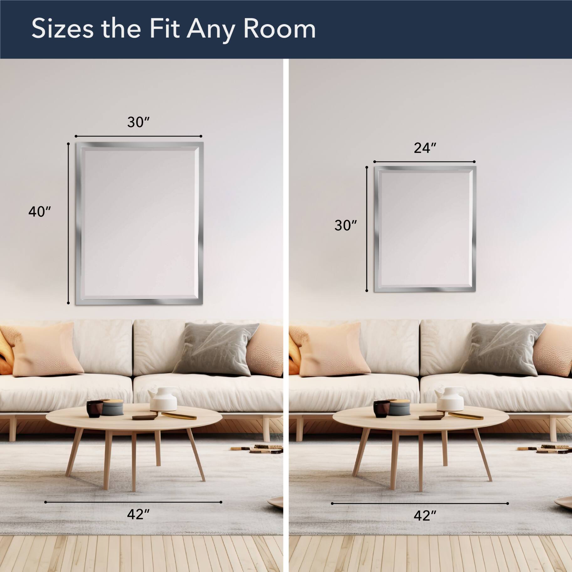 Head West Chrome Stainless Steel Beveled Wall Mirror
