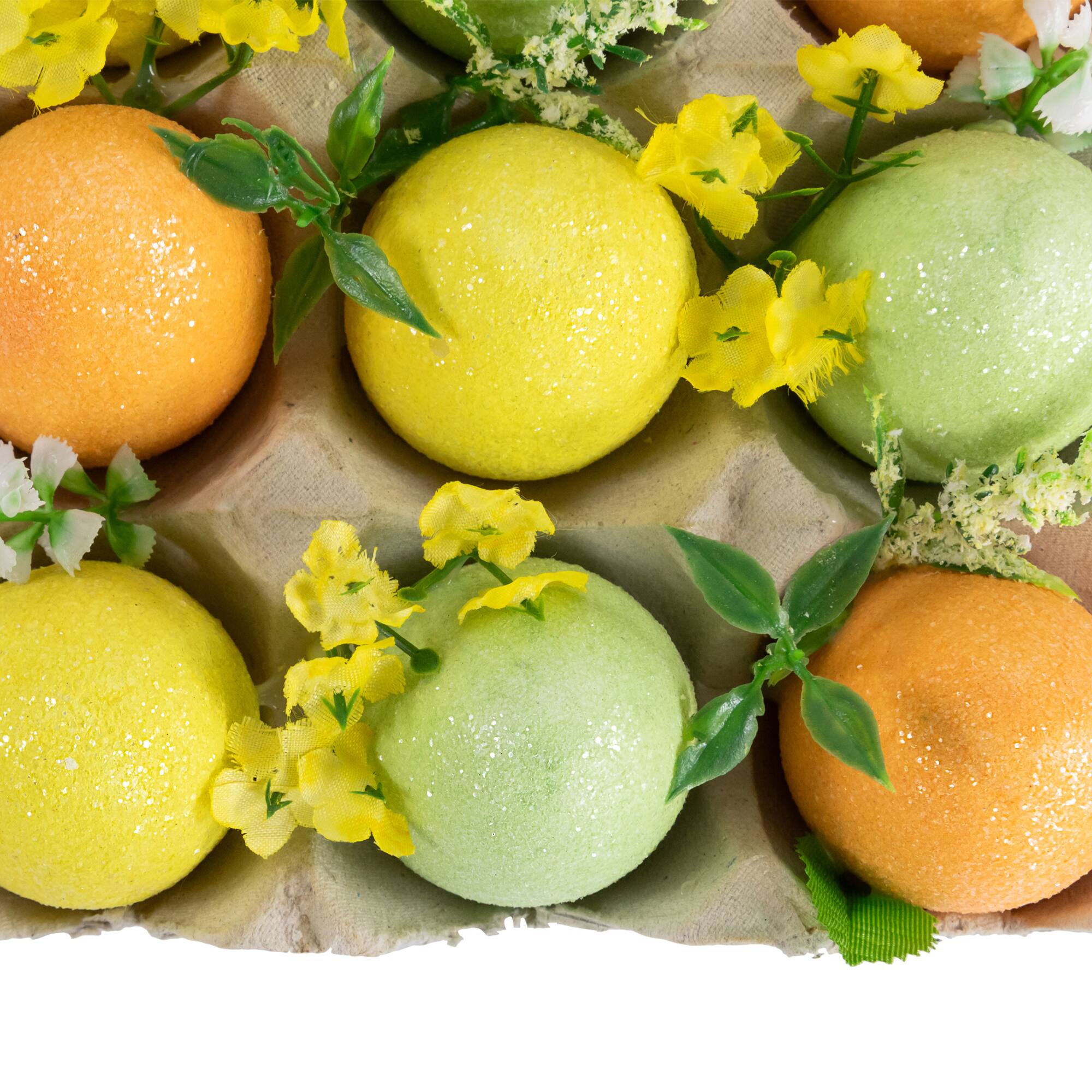 6.25&#x22; Glittered Easter Eggs with Carton Decoration