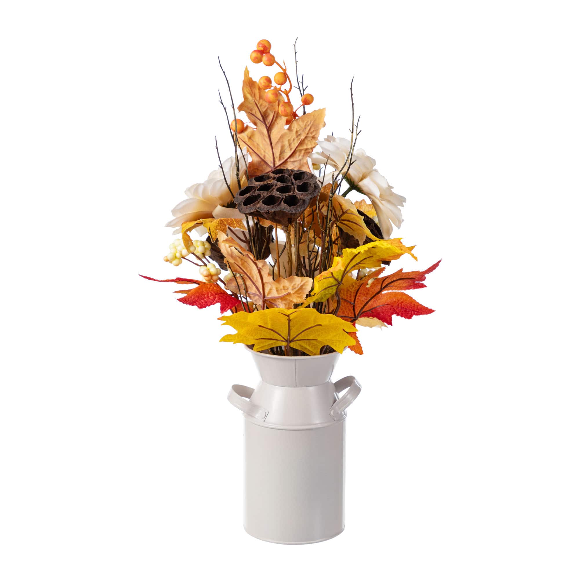 Glitzhome&#xAE; 22&#x22; Fall Dahlia, Lotus Pod and Berry Centerpiece