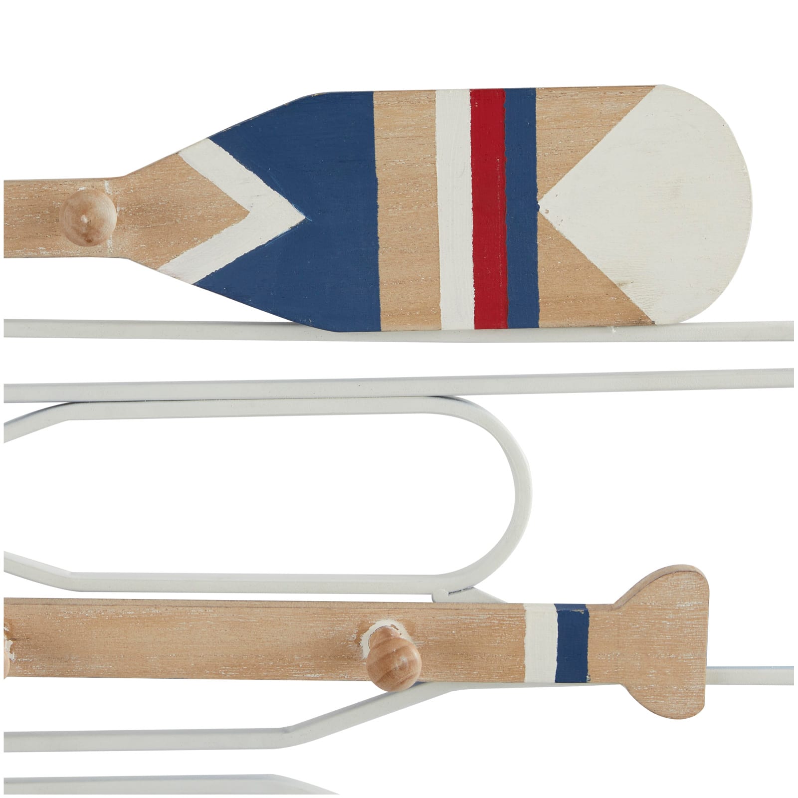 Light Brown Wood 12 Hangers Paddle Wall Hook with Stripe Patterns Set of 2 30", 29"