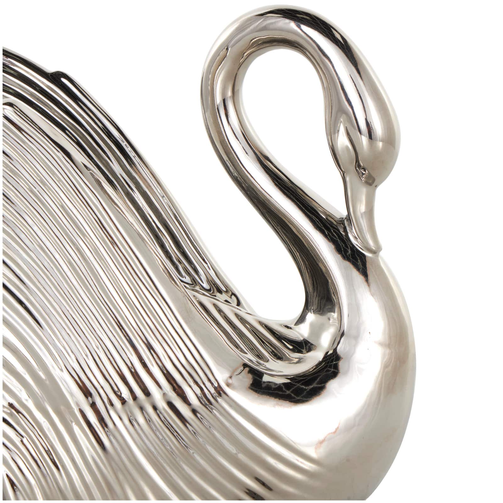 10.5&#x22; Ceramic Swan with Textured Grooves Sculpture