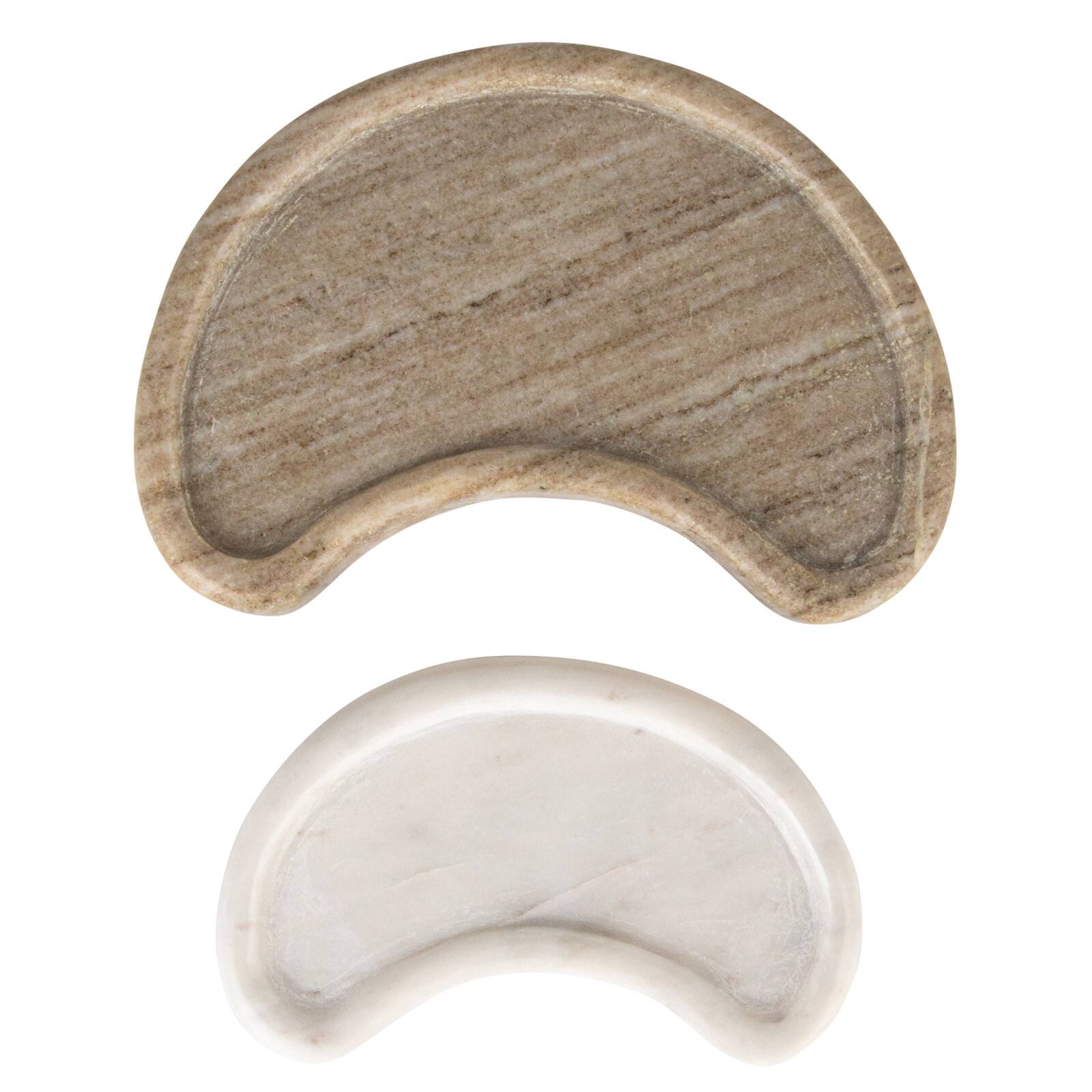 Hello Honey® White & Buff Nestable Marble Kidney Shaped Tray Set