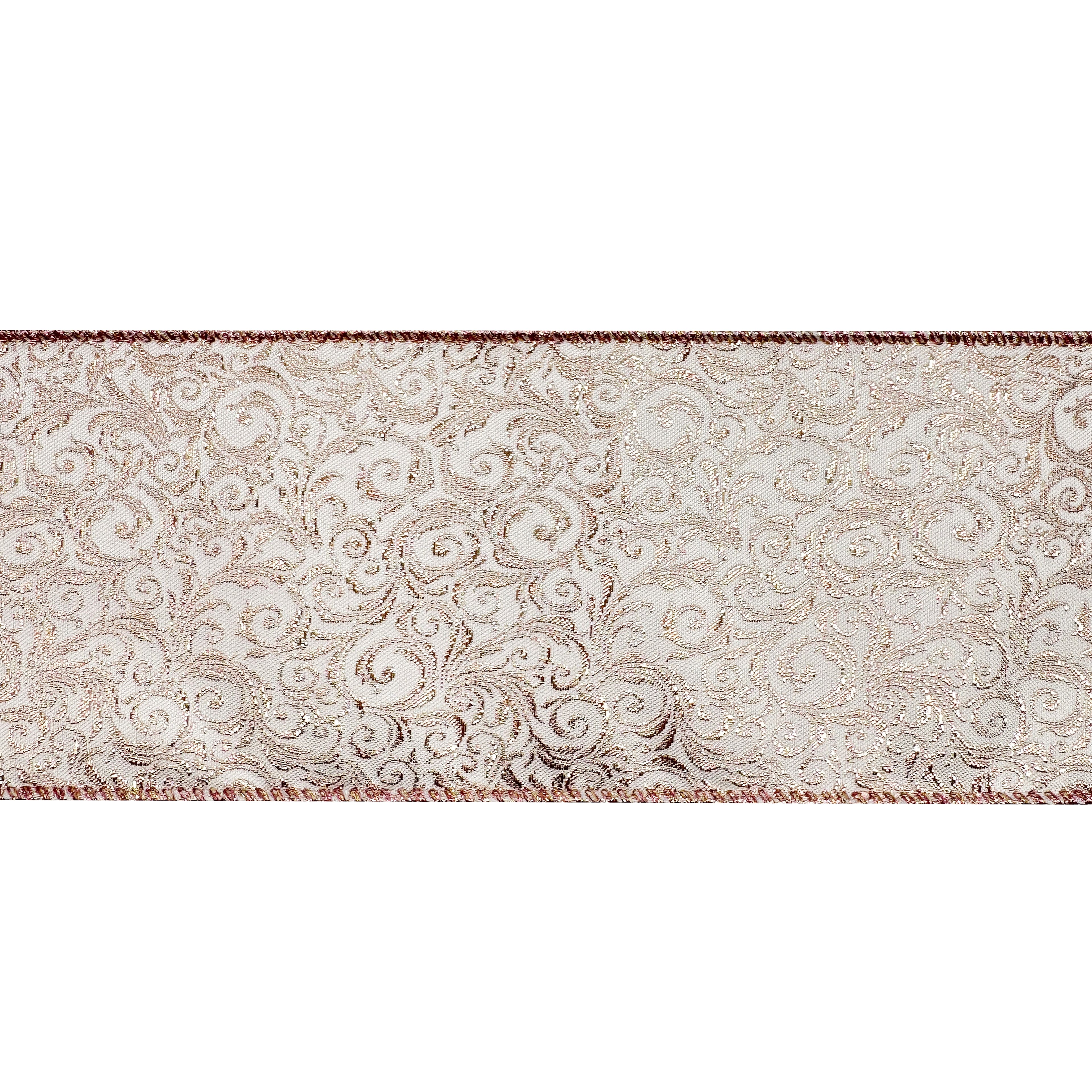 3.5&#x22; x 15ft. Blush Jacquard Scroll Wired Ribbon by Celebrate It&#xAE;