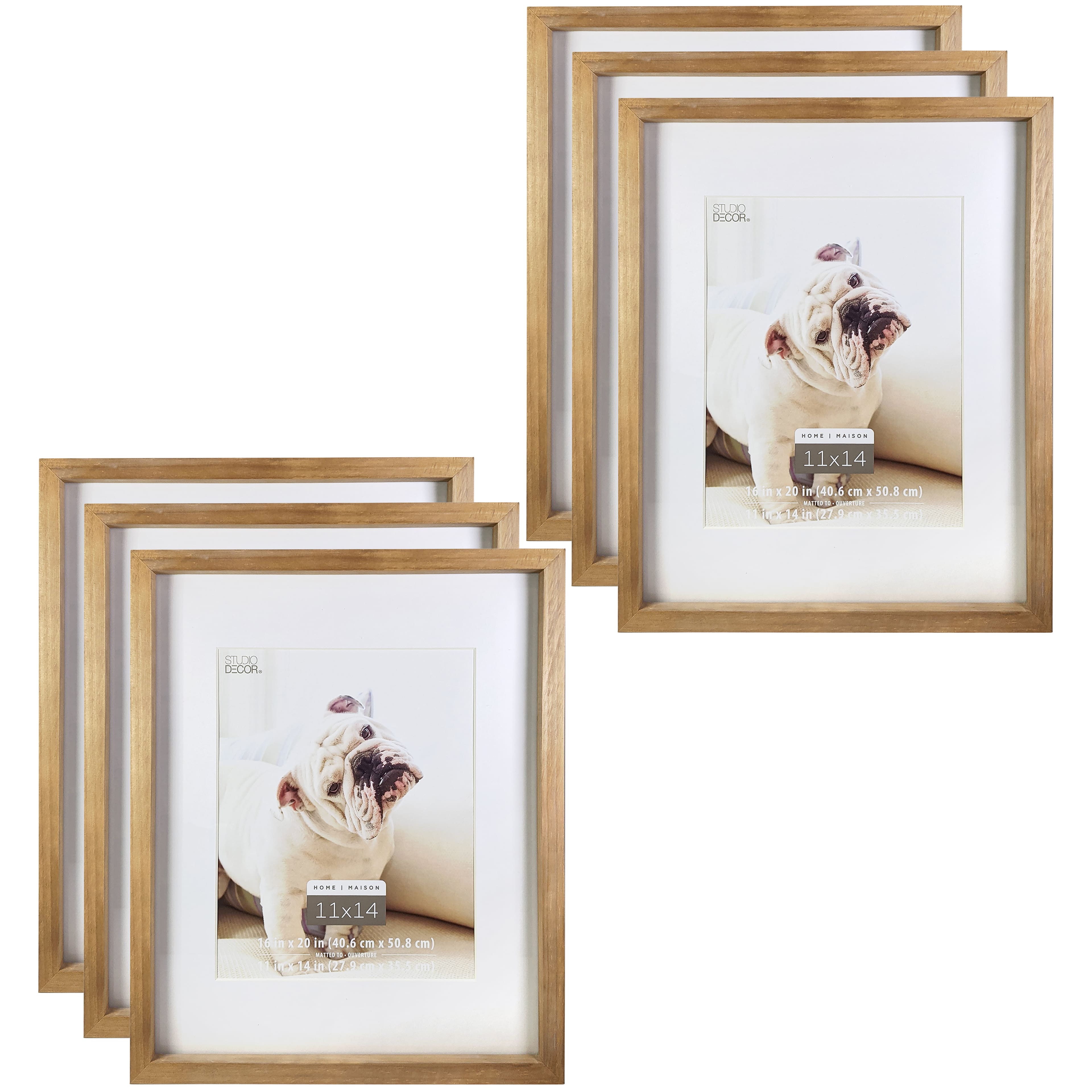 6 Pack: Natural Walnut Stain 11 x 14 Frame with Mat, Home by