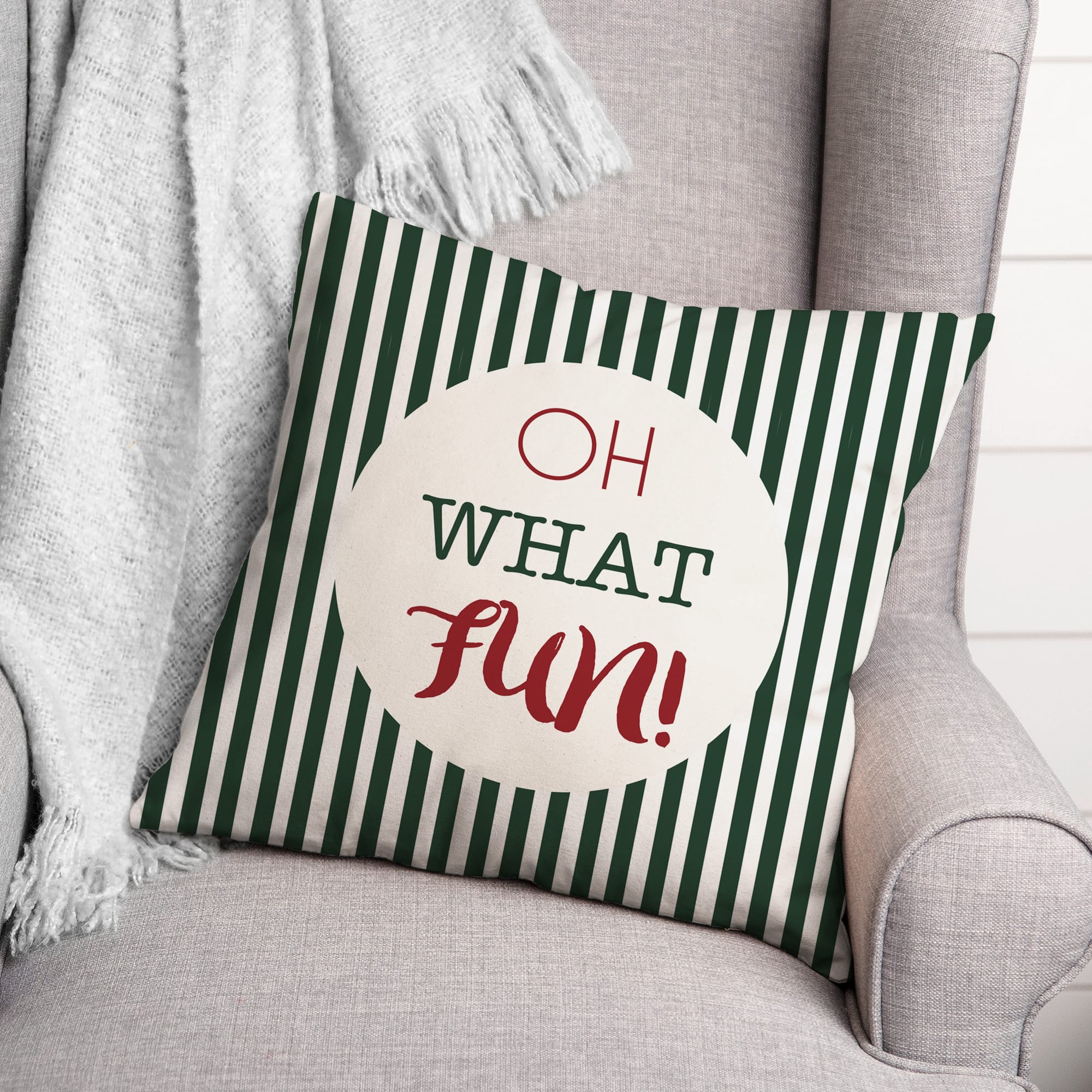 Oh What Fun 18x18 Throw Pillow