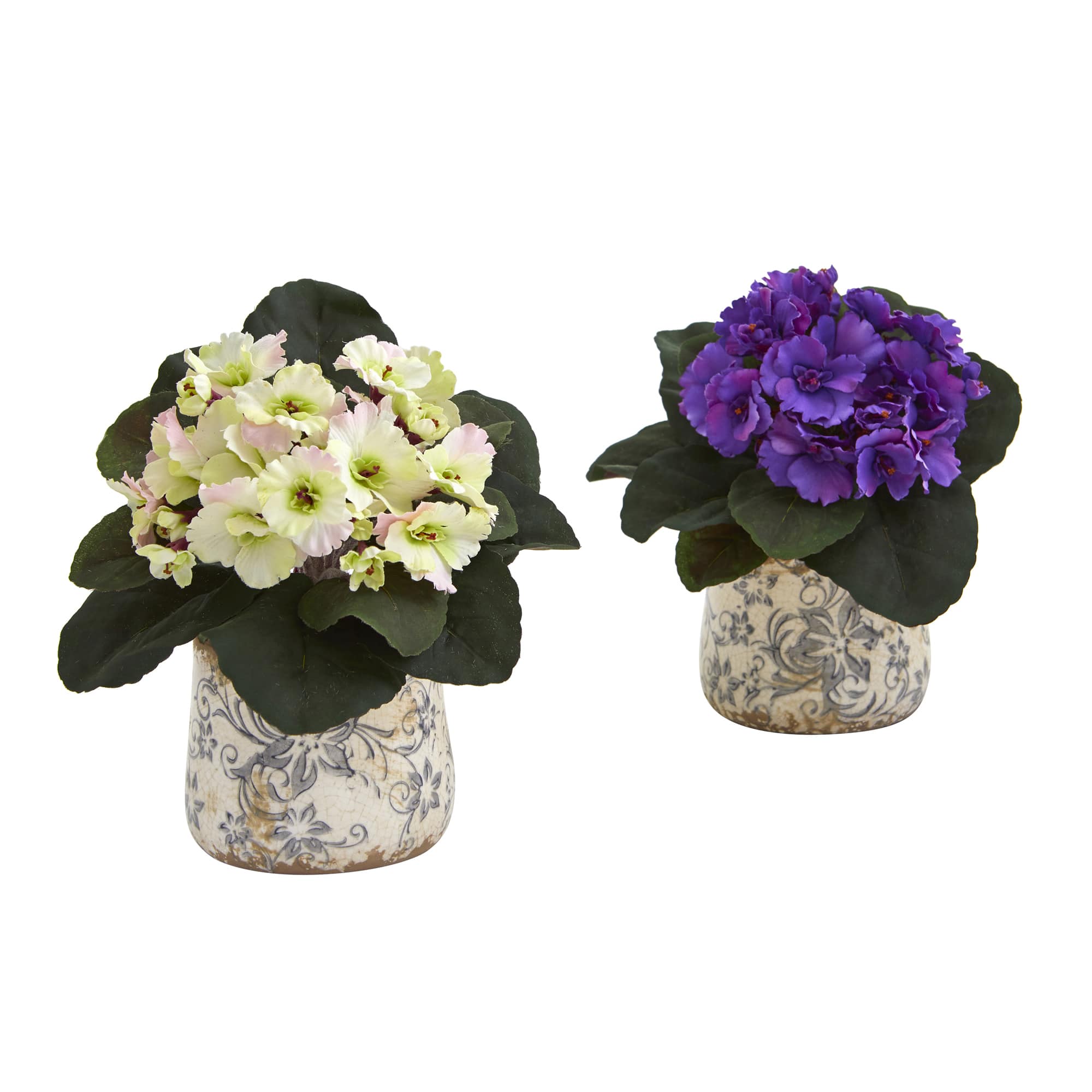 8&#x22; African Violet Artificial Plant in Floral Design Vase Set