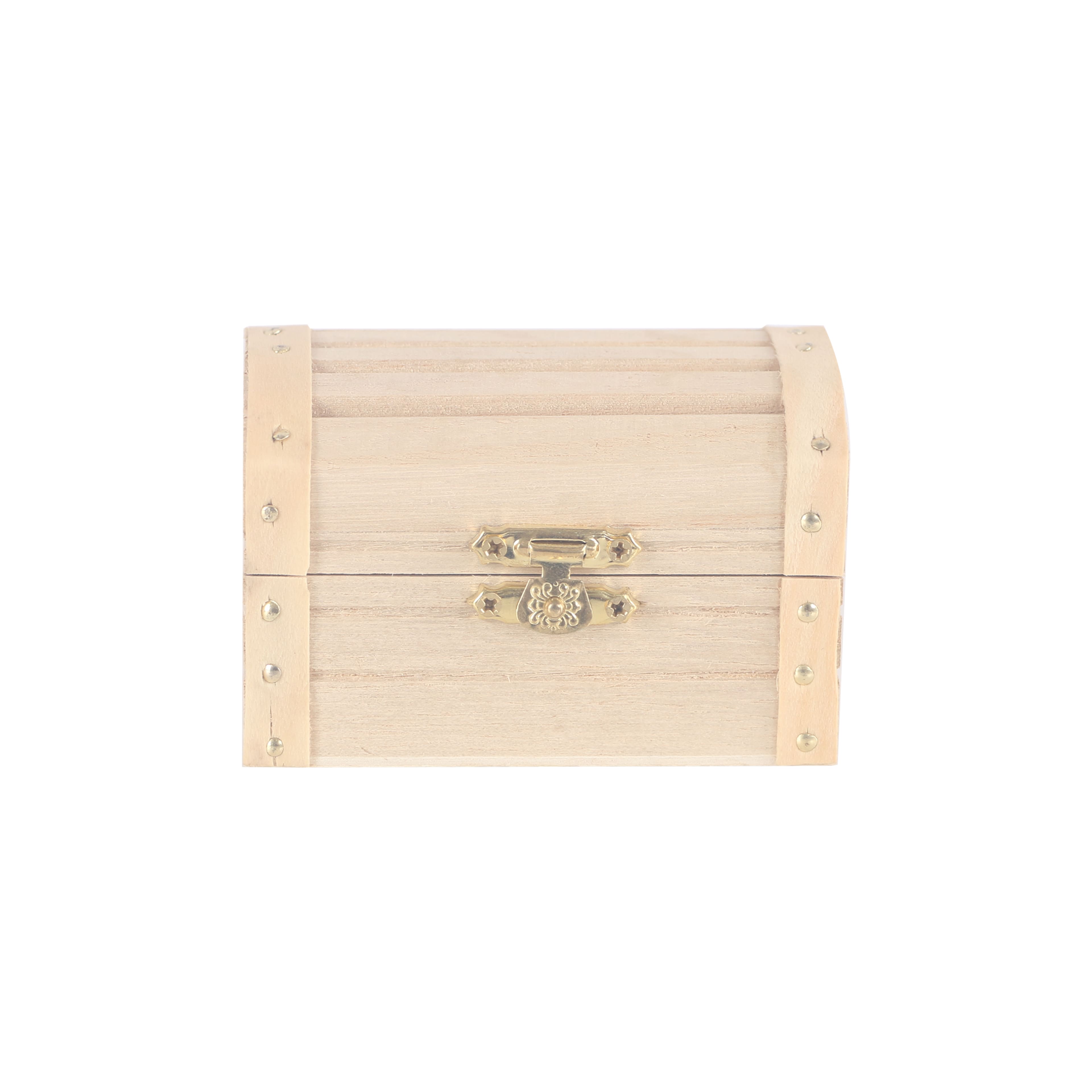 12 Pack: 3.5&#x22; Wood Treasure Chest by Make Market&#xAE;