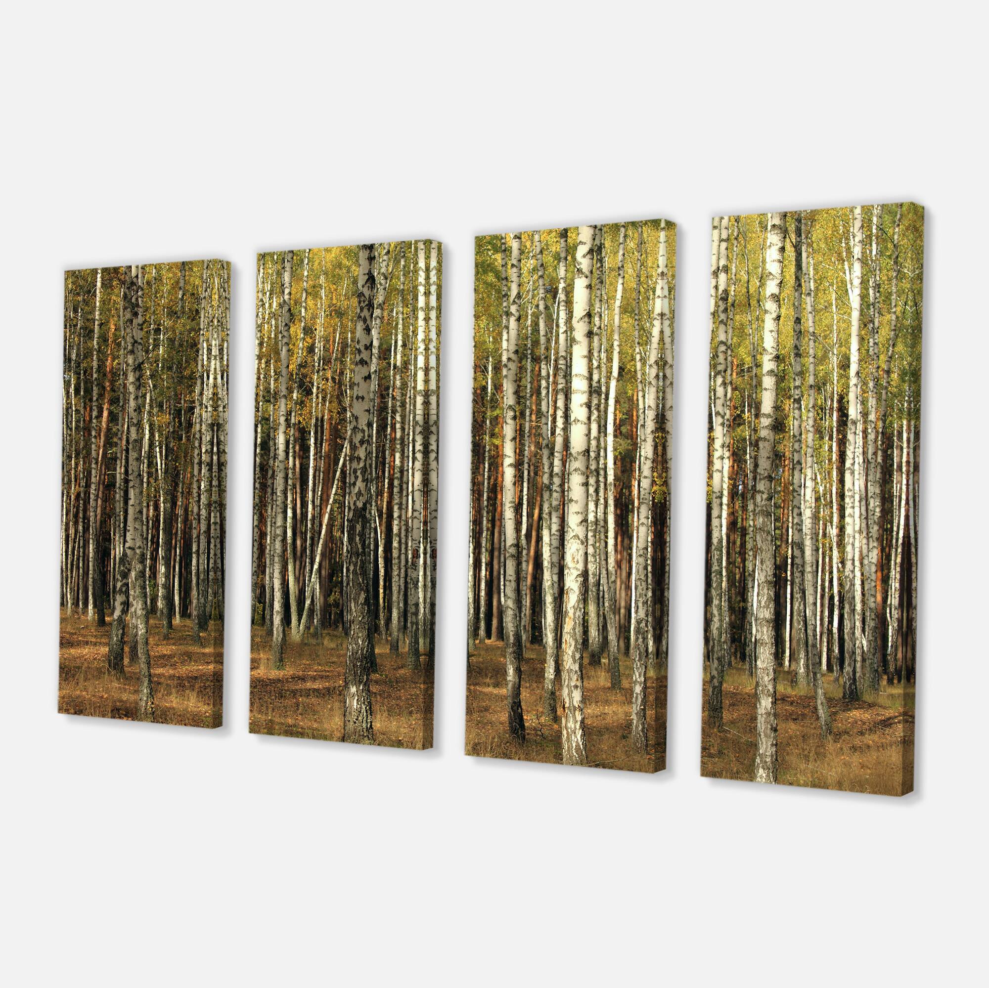 Designart - Green Fall Forest with Thick Trees - Forest Canvas Art Print