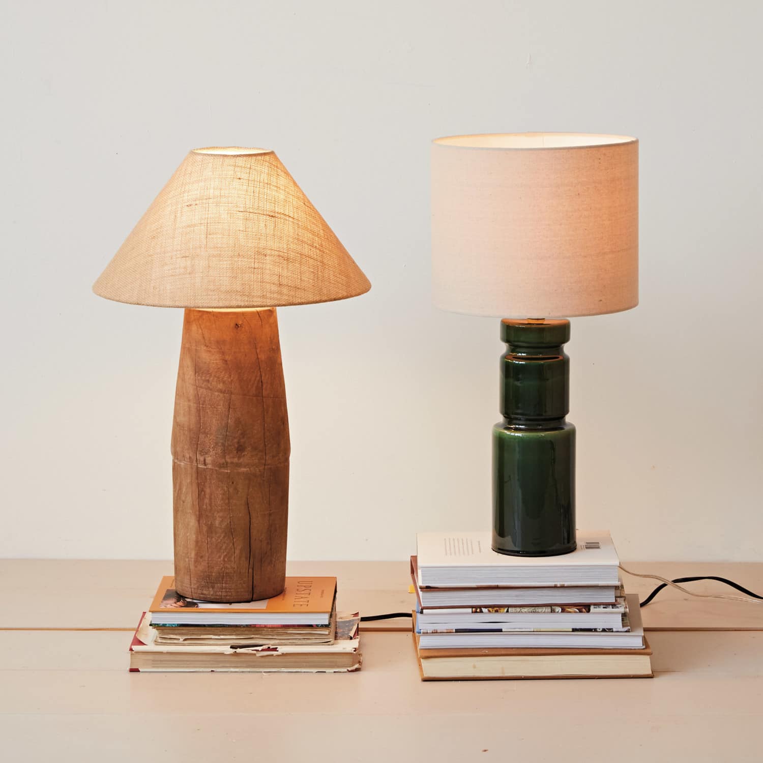 26&#x22; Natural Reclaimed Wood Swivel Neck Table Lamp with Jute Shade