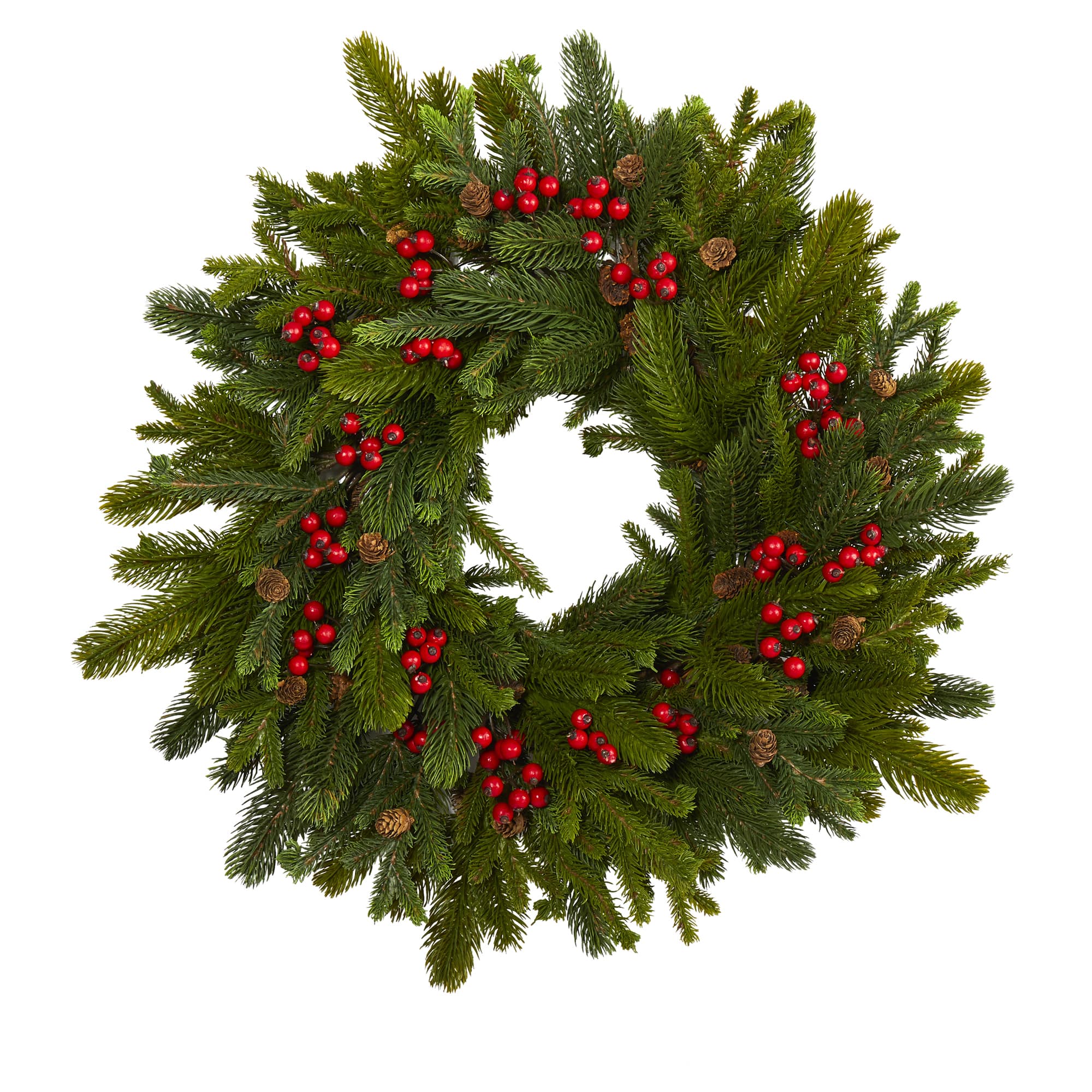 22&#x22; Pine, Pinecone &#x26; Berry Artificial Wreath