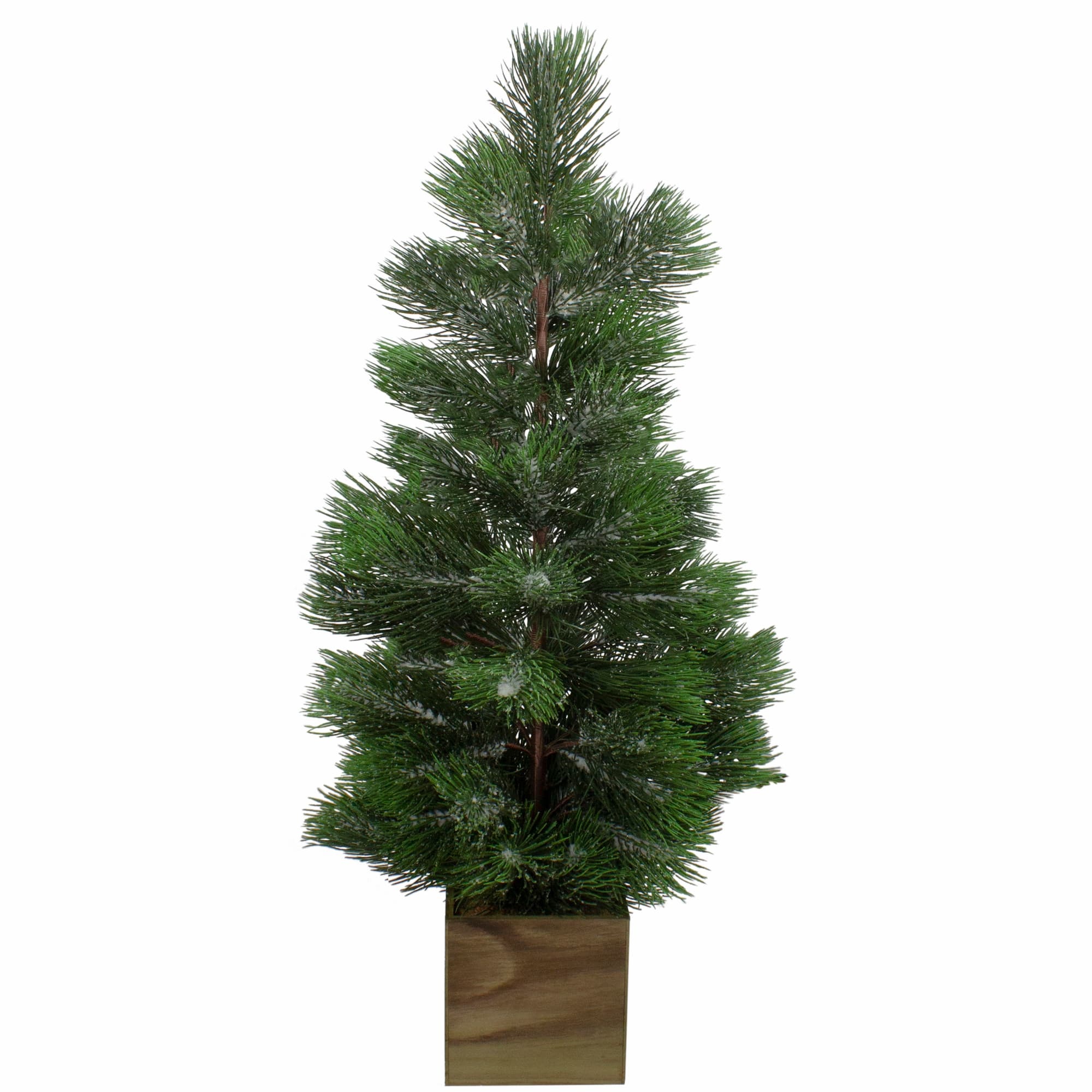 3ft. Unlit Snowy Pine Artificial Christmas Tree in Wooden Pot