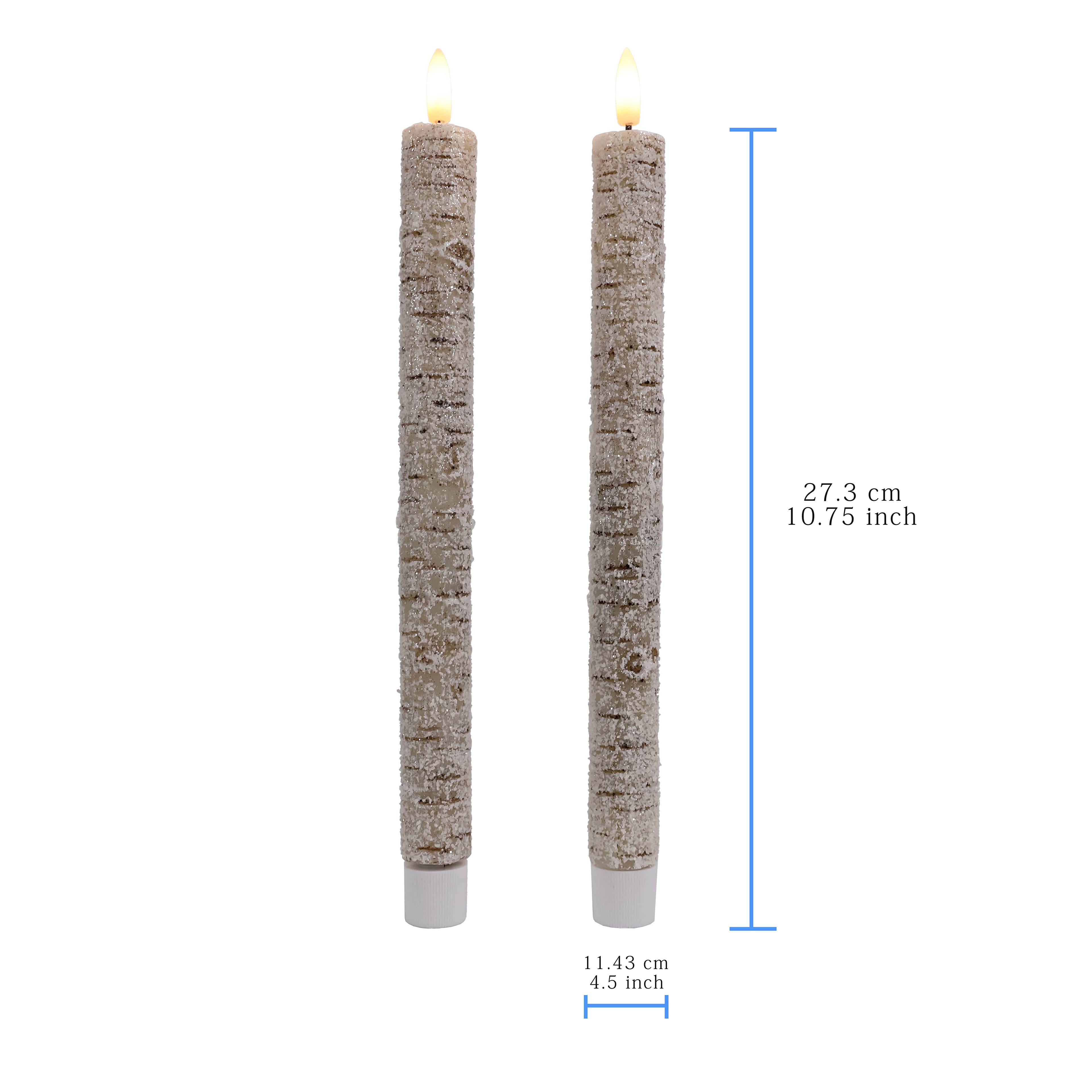 10.5&#x22; Frosted Birch LED Wax Taper Candles, 2ct. by Ashland&#xAE;