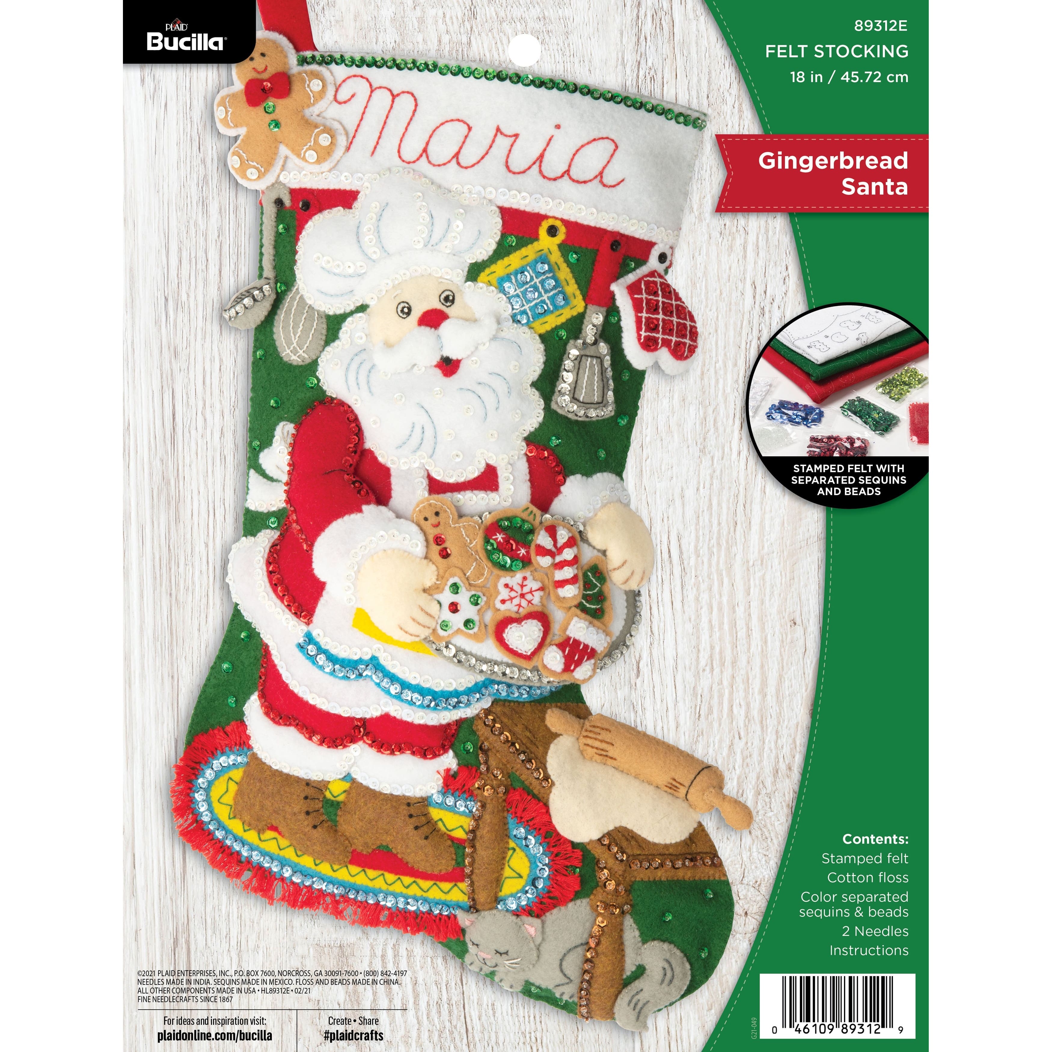 Bucilla&#xAE; Gingerbread Santa Felt Stocking Applique Kit