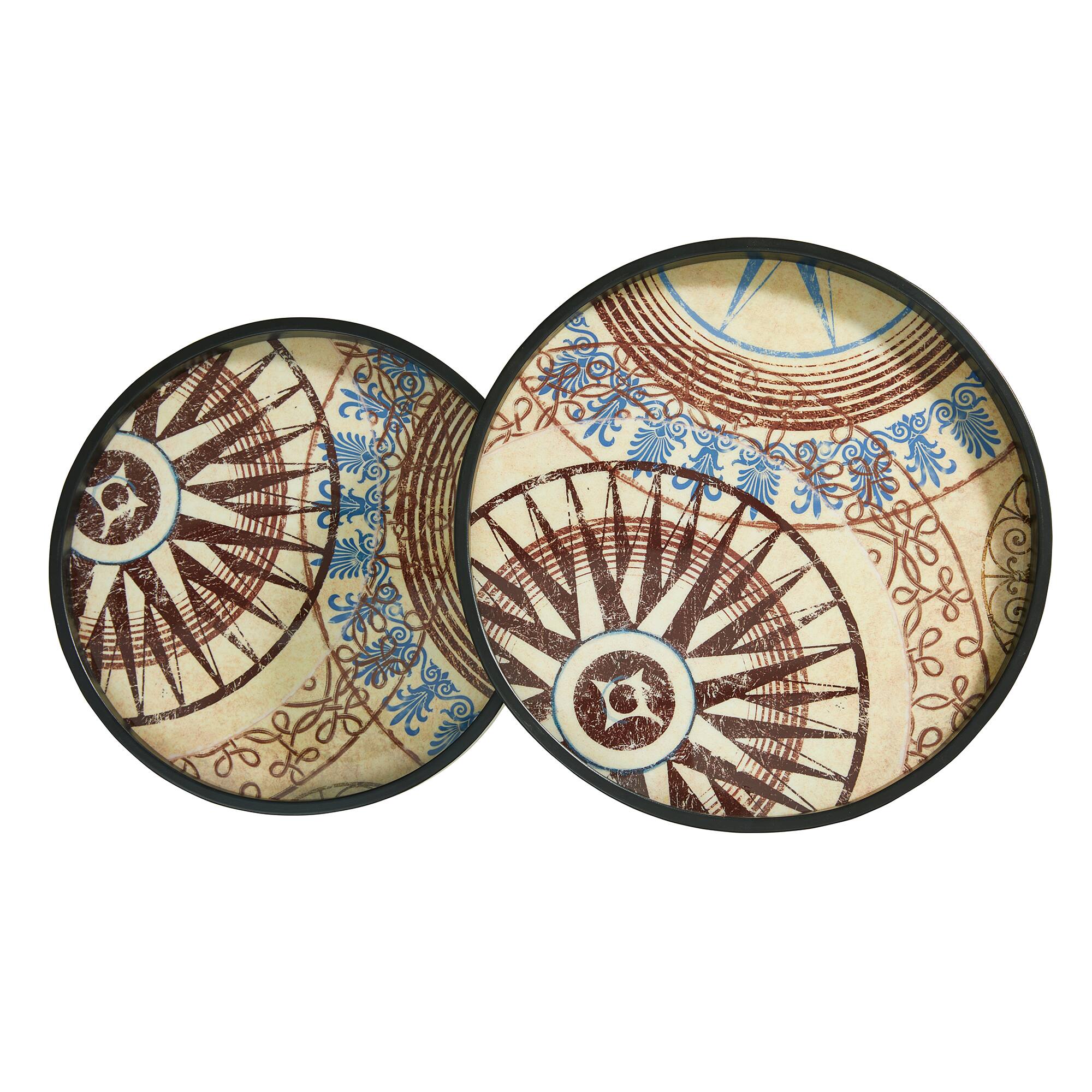 Glitzhome&#xAE; Nesting Side Table with Polygonal Star Pattern Tray Top Set