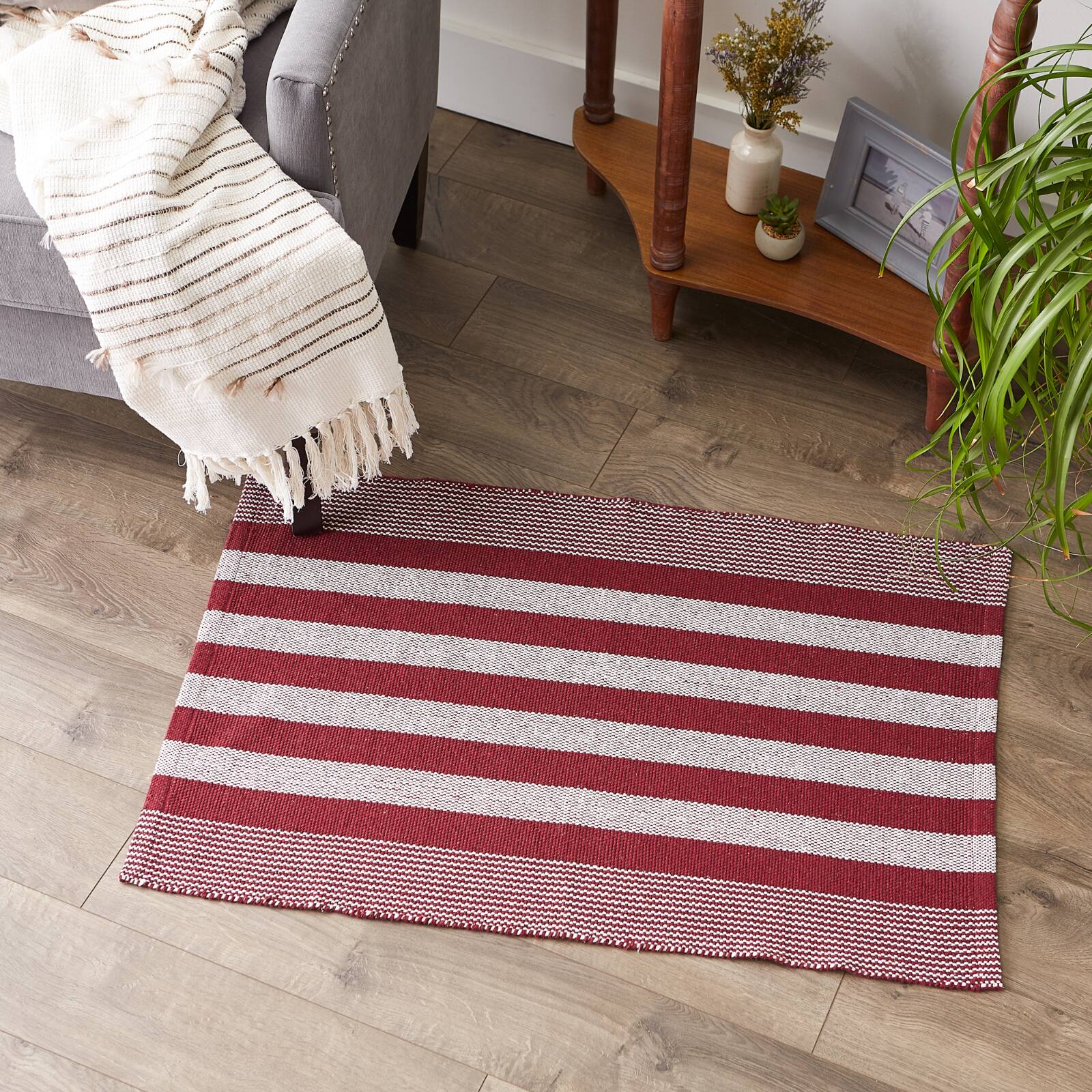 DII® Cabana Stripe Handwoven Recycled Yarn Rug