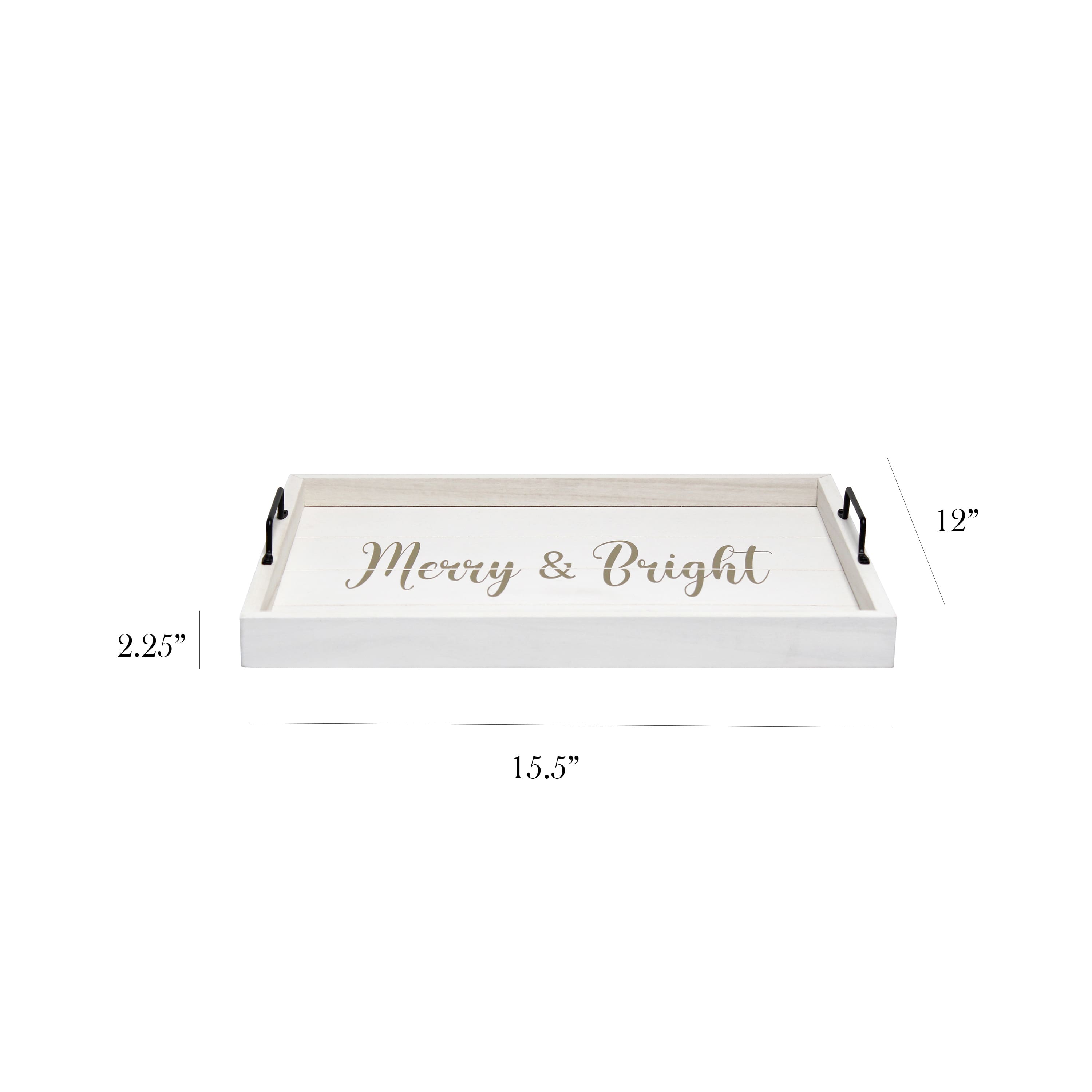 Elegant Designs&#x2122; 15.5&#x22; Merry &#x26; Bright Serving Tray with Handles