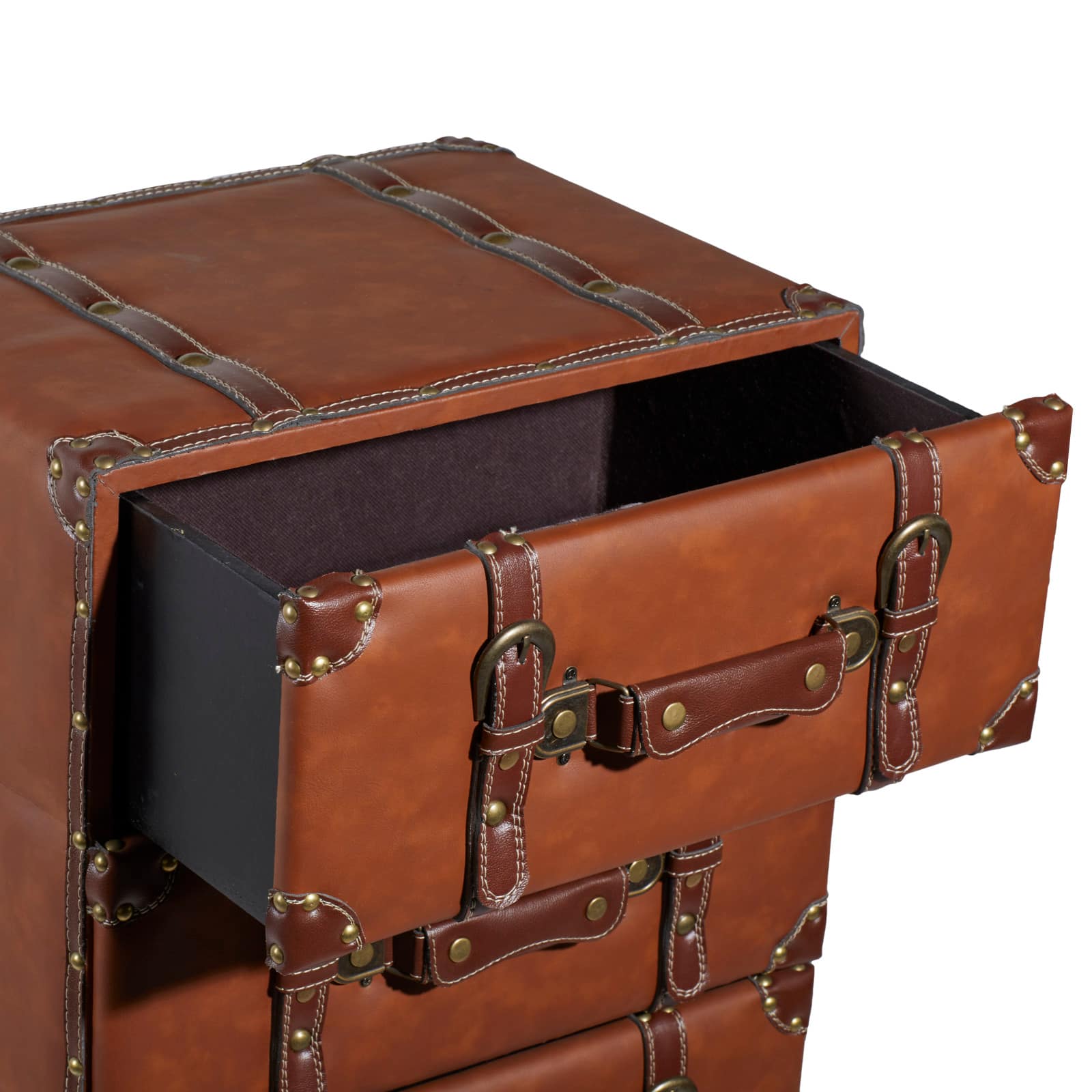 42&#x22; Tan Faux Leather Traditional Chest