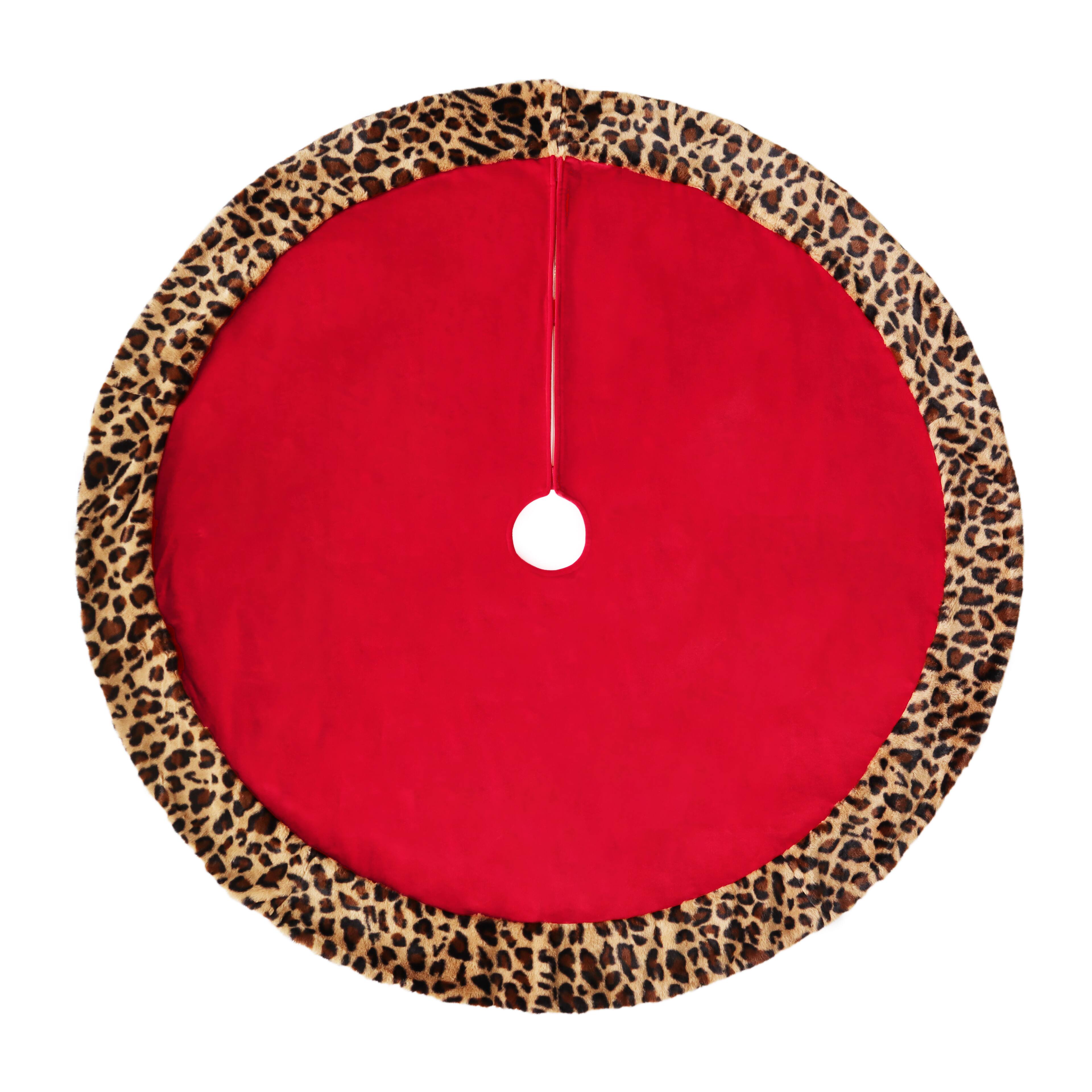 48" Red Tree Skirt with Leopard Trim by Ashland® Michaels