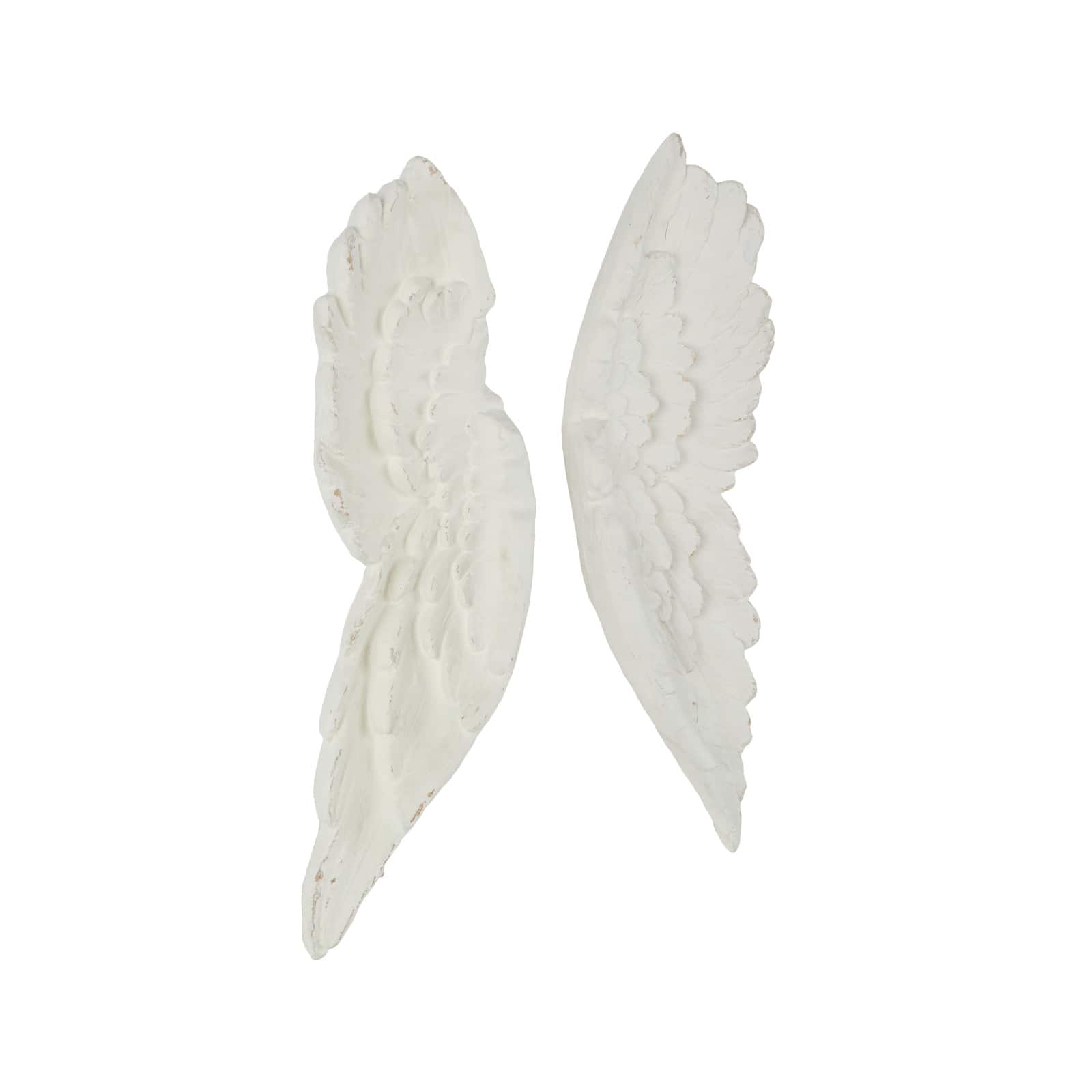 27" White Magnesium Oxide Bird Carved Wings Wall Décor Set