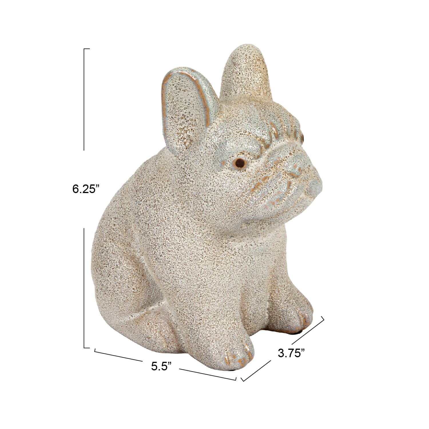 6.25&#x22; White Terra Cotta French Bulldog Figurine