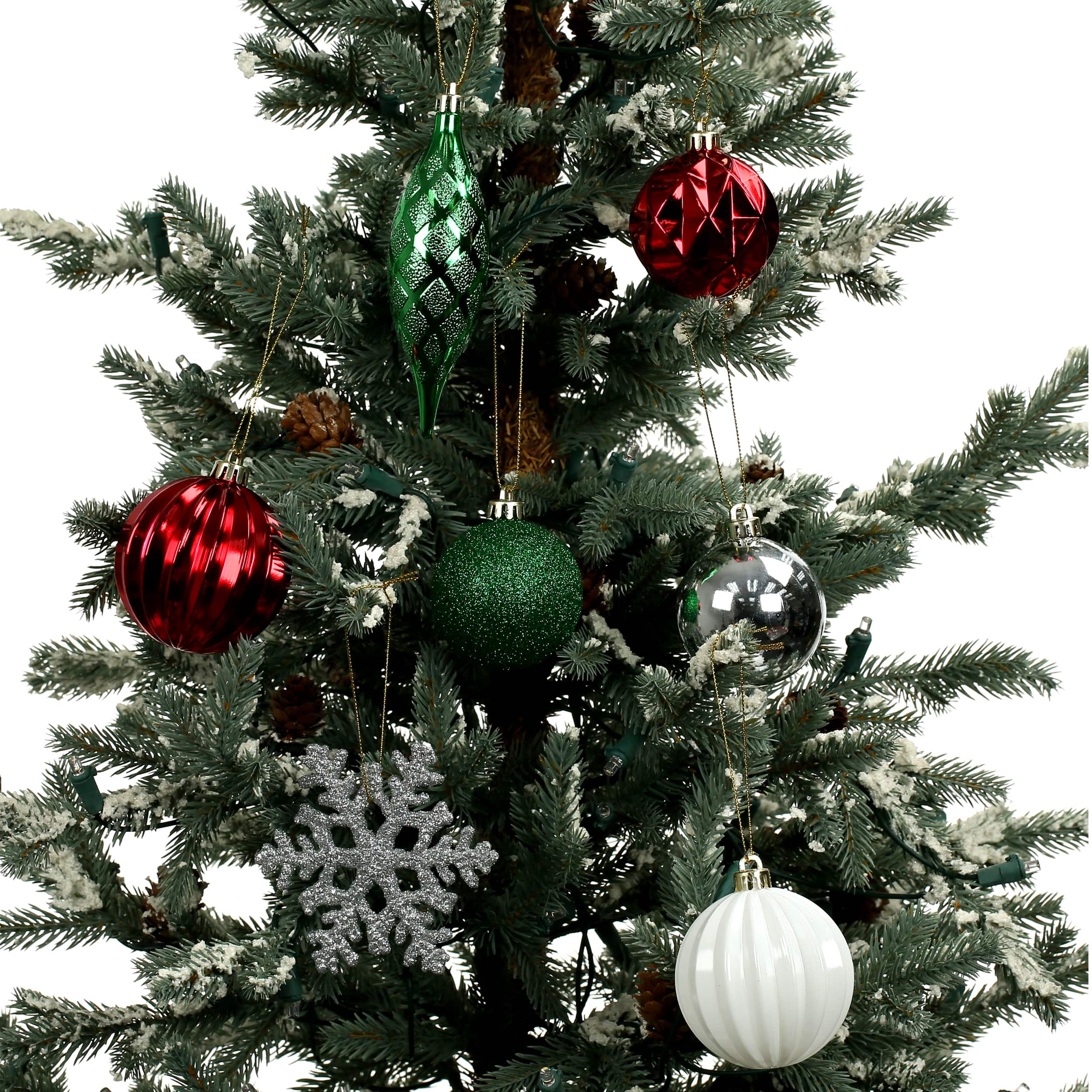 34 Pack Red, Green &#x26; Silver Shatterproof Ornaments by Ashland&#xAE;