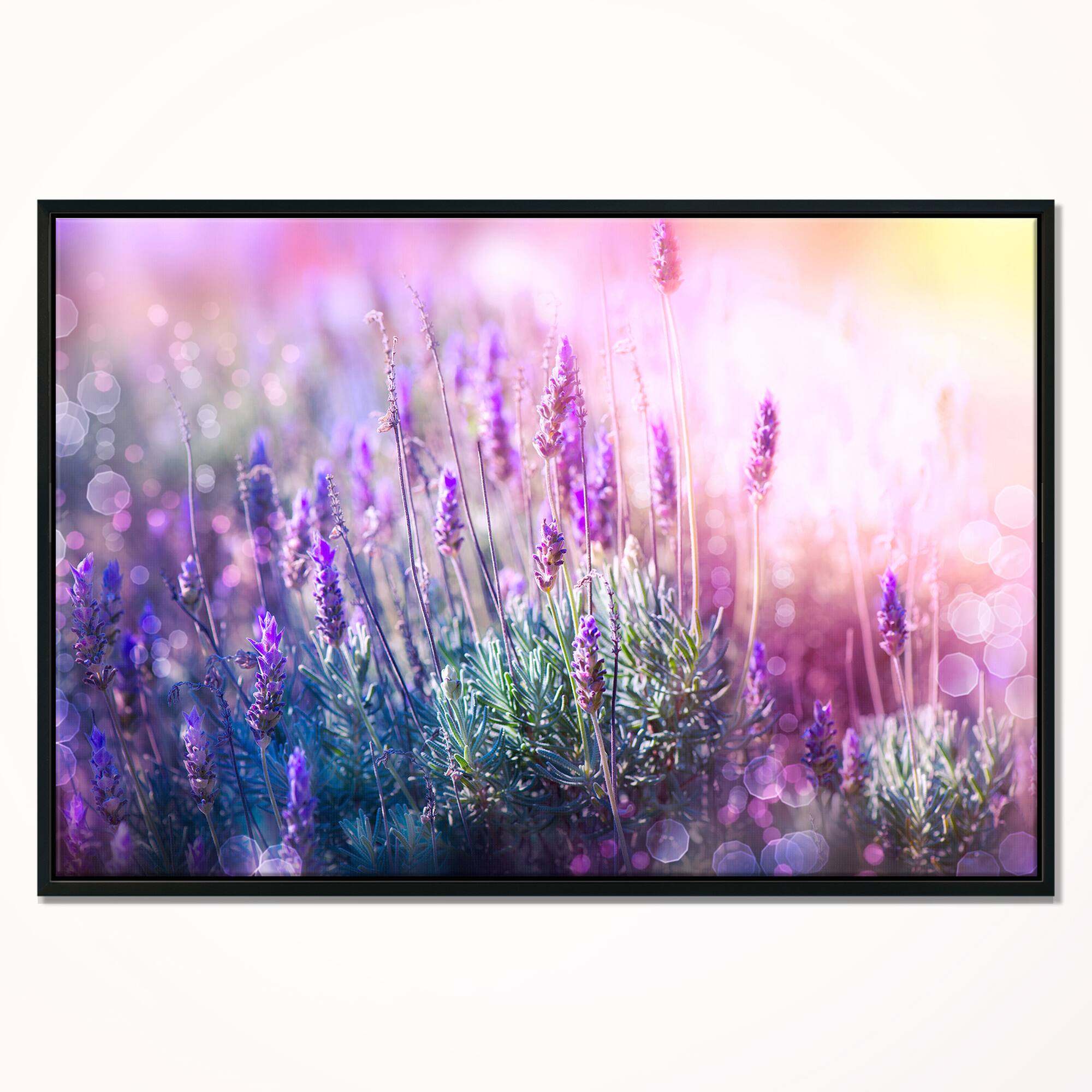 Designart - Growing and Blooming Lavender - Floral Framed Canvas Art print