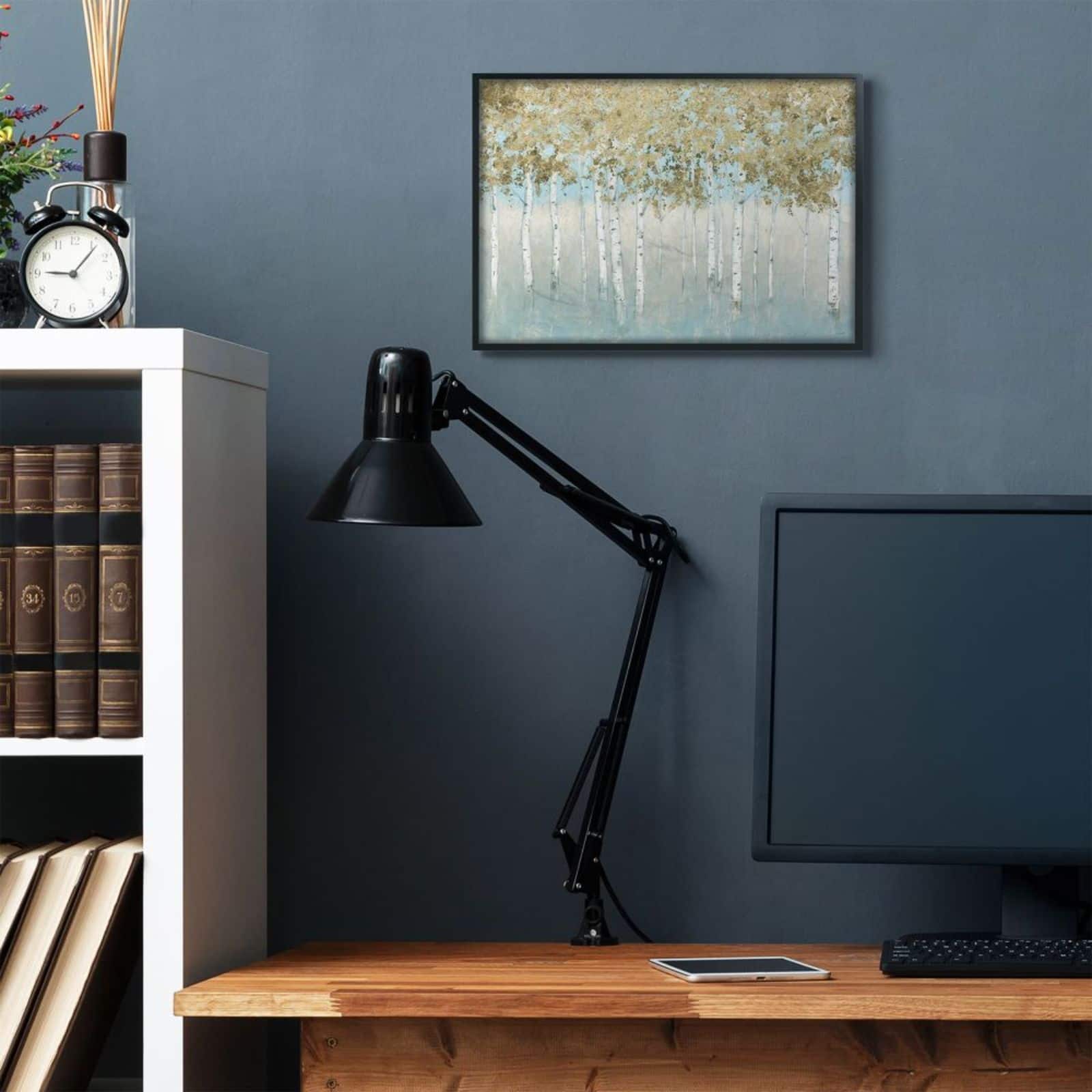 Stupell Industries Abstract Gold Tree Wall Art in Black Frame