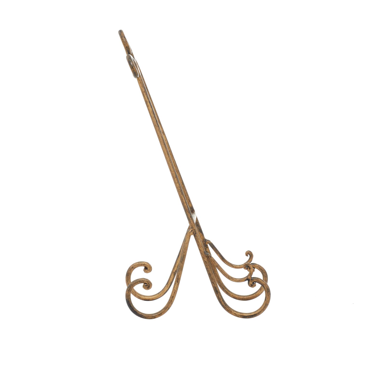 Traditional Scrolling Gold Metal Easel, 19&#x22; x 7&#x22; x 10&#x22;