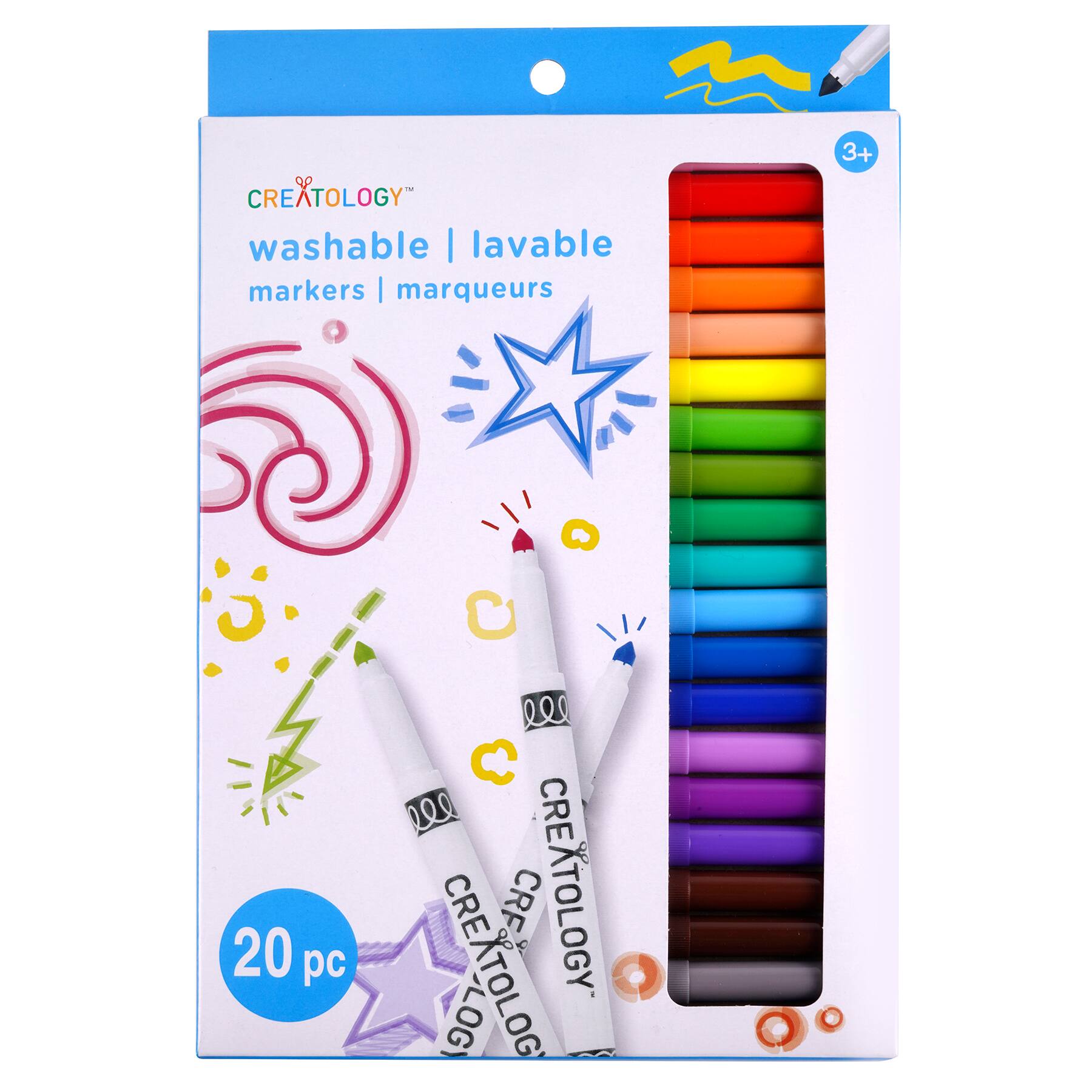 12 Packs: 20 ct. (240 total) Round Tip Washable Marker Set by