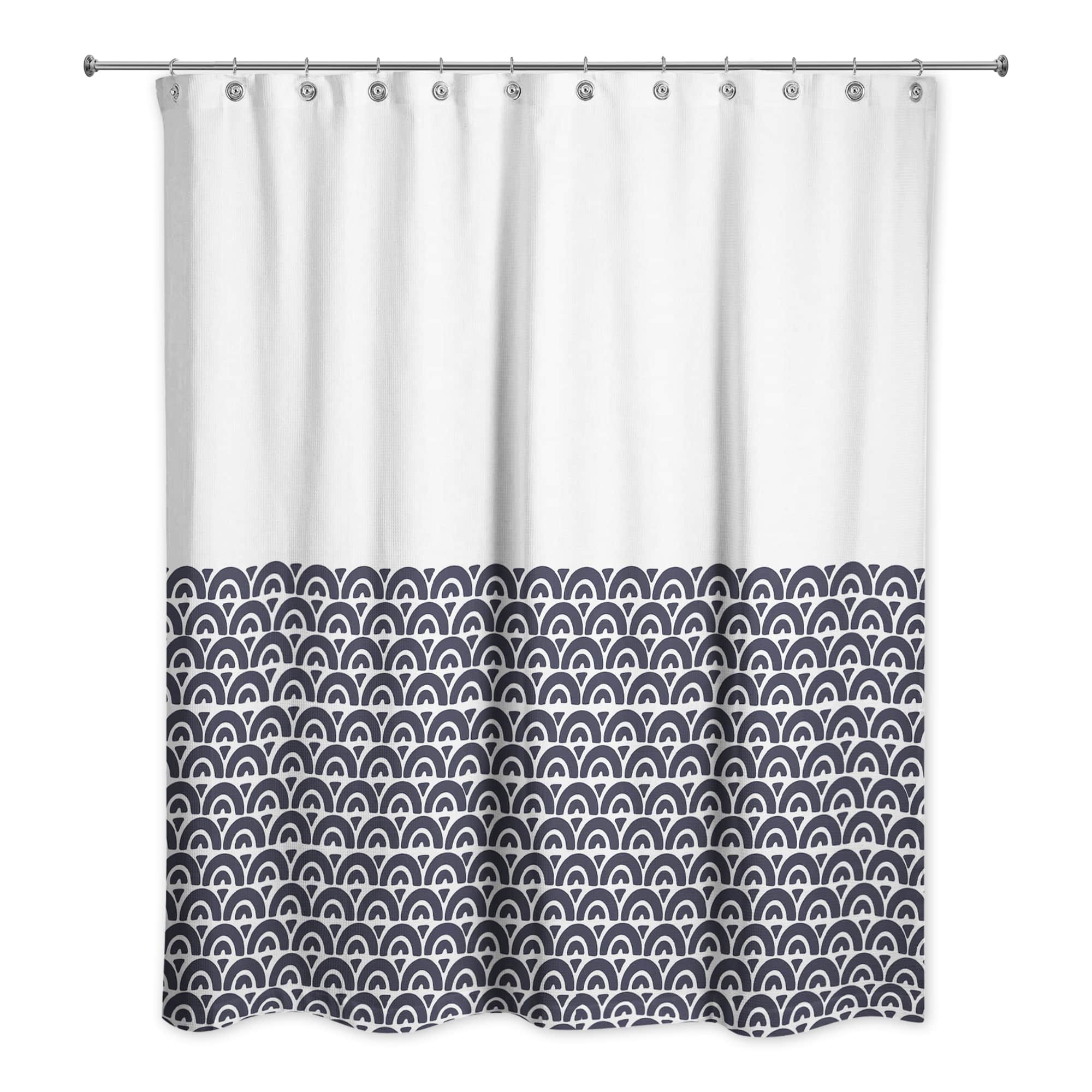 Navy Wavy Arch 71" x 74" Shower Curtain