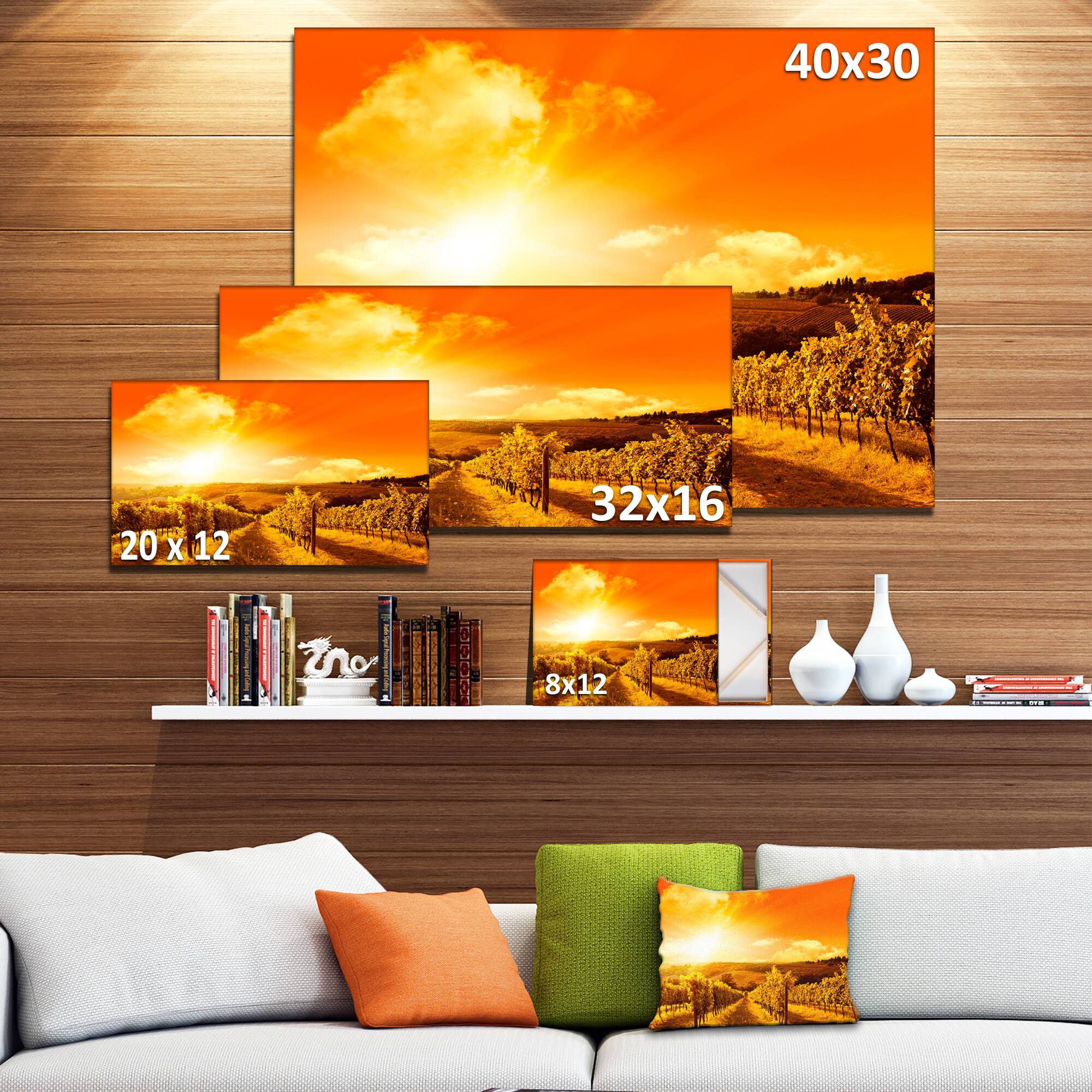 Designart - Scenic Sunset Road in Italy - Large Landscape Canvas Art