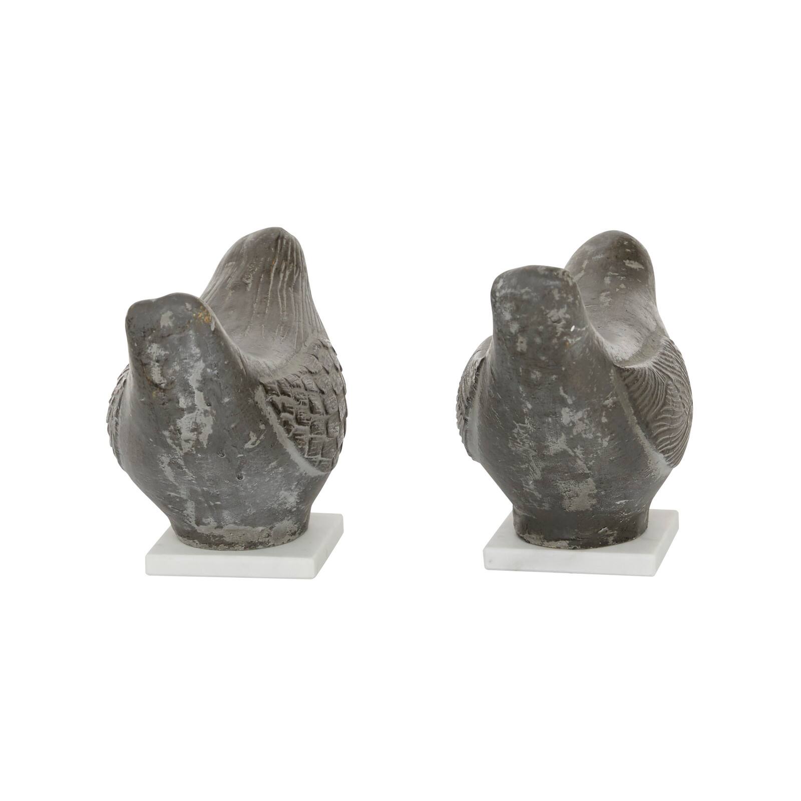 Set of 2 Brown Ceramic Coastal Bird Sculpture, 16.75", 18.25"