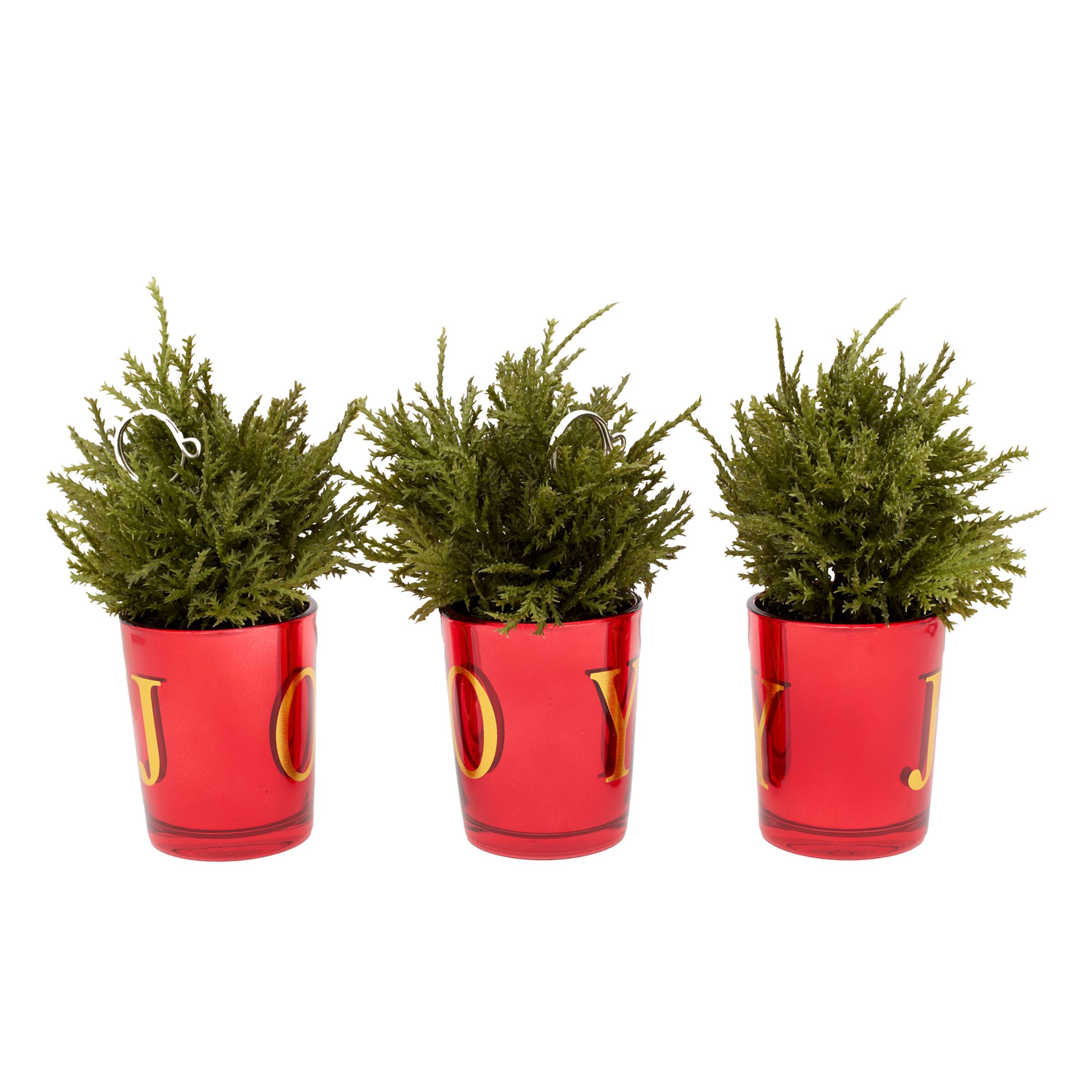 8&#x22; Christmas Joy Tabletop Votive Card Holder Set