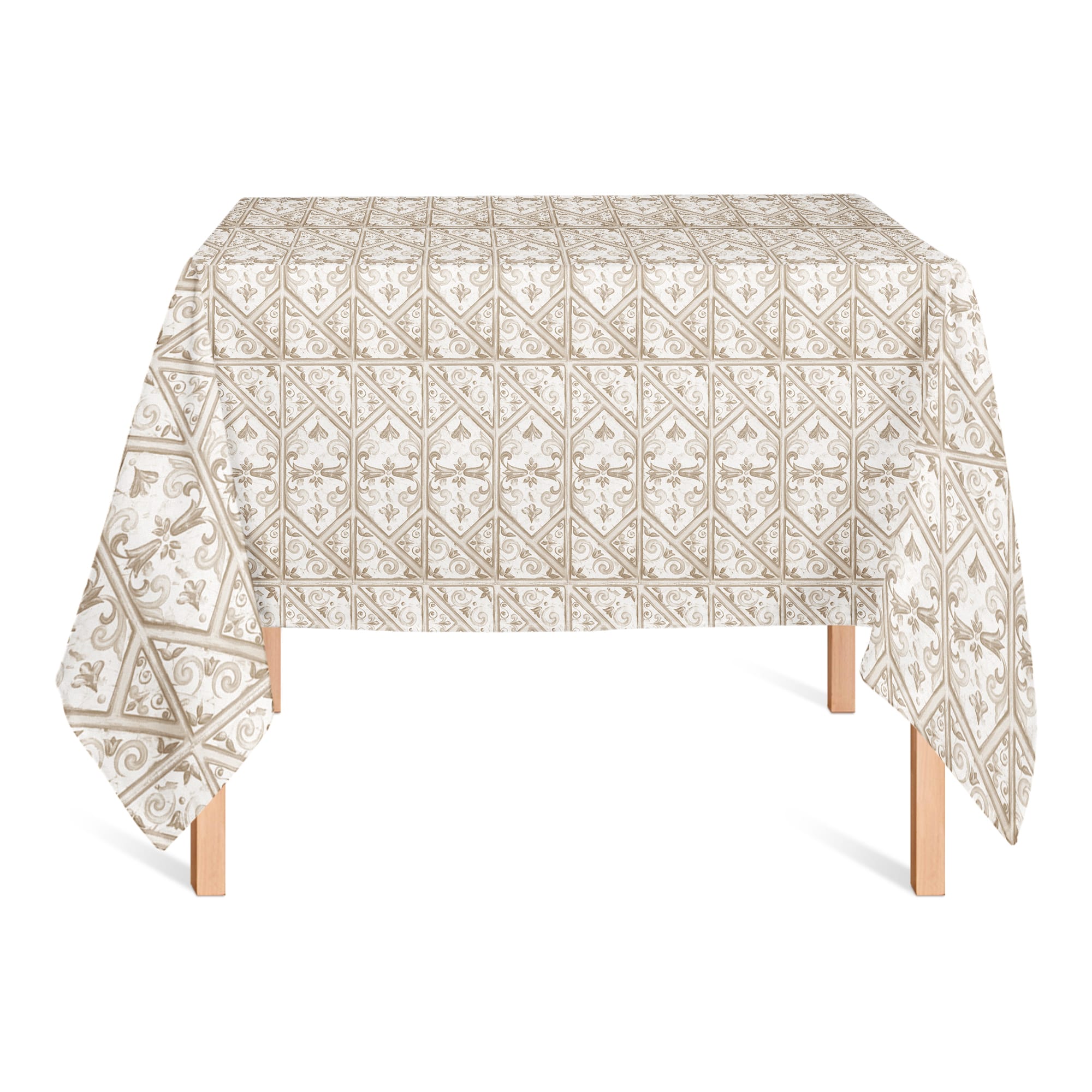 58&#x22; Regal Cream Pattern Tablecloth