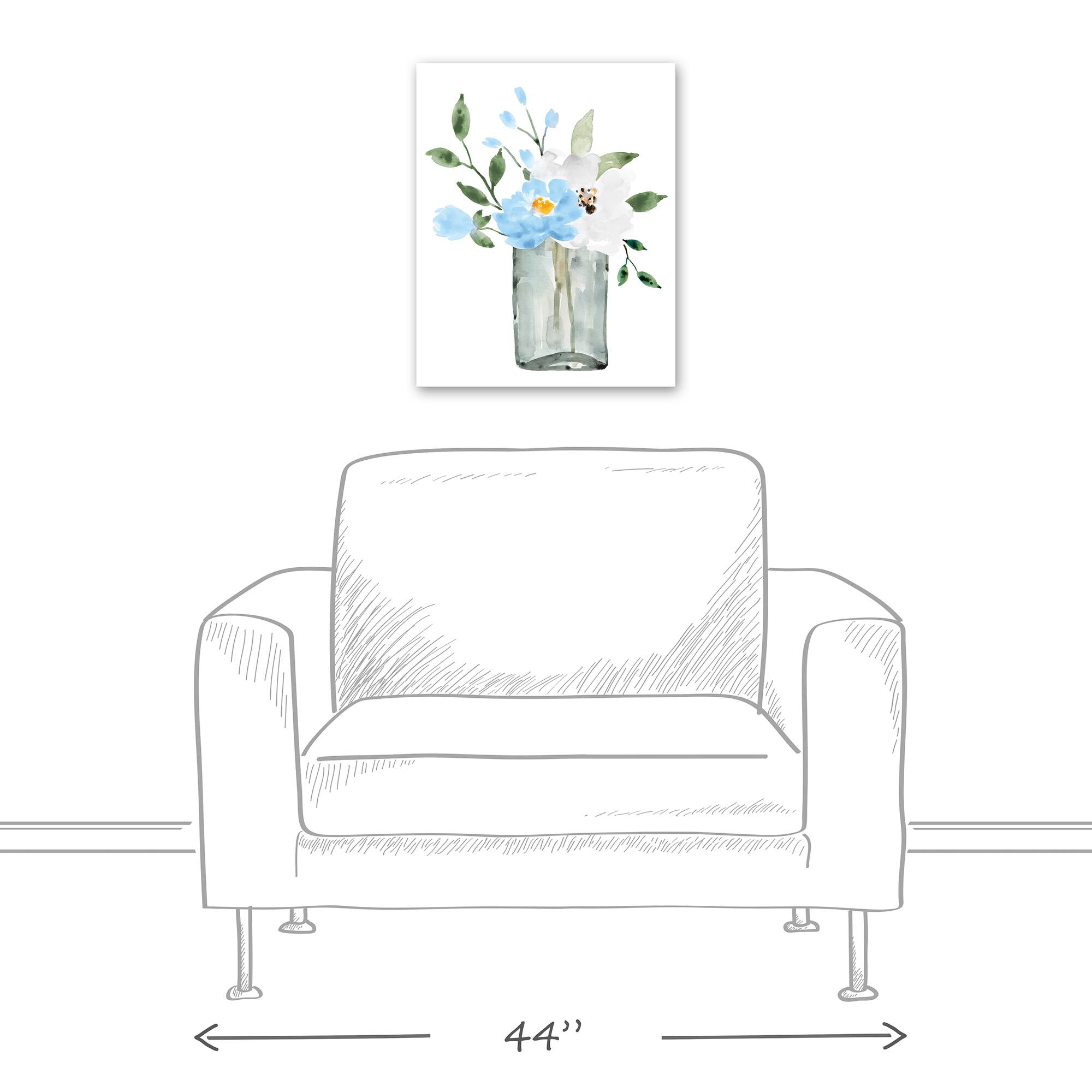 Bright Blue Floral Vase 16" x 20" Canvas Wall Art