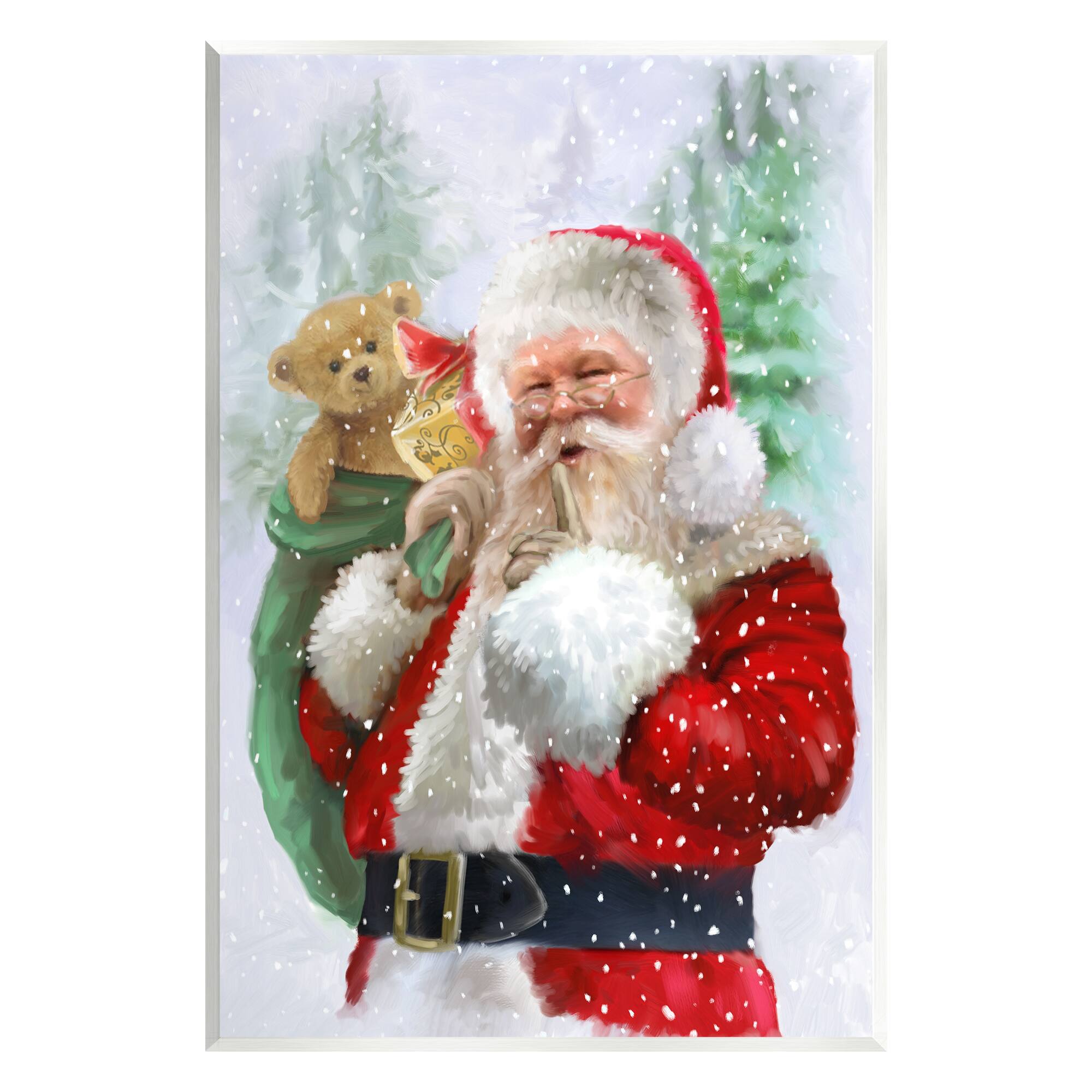 Stupell Industries Jolly Shh Santa Claus Gift Sack Wall Plaque Art