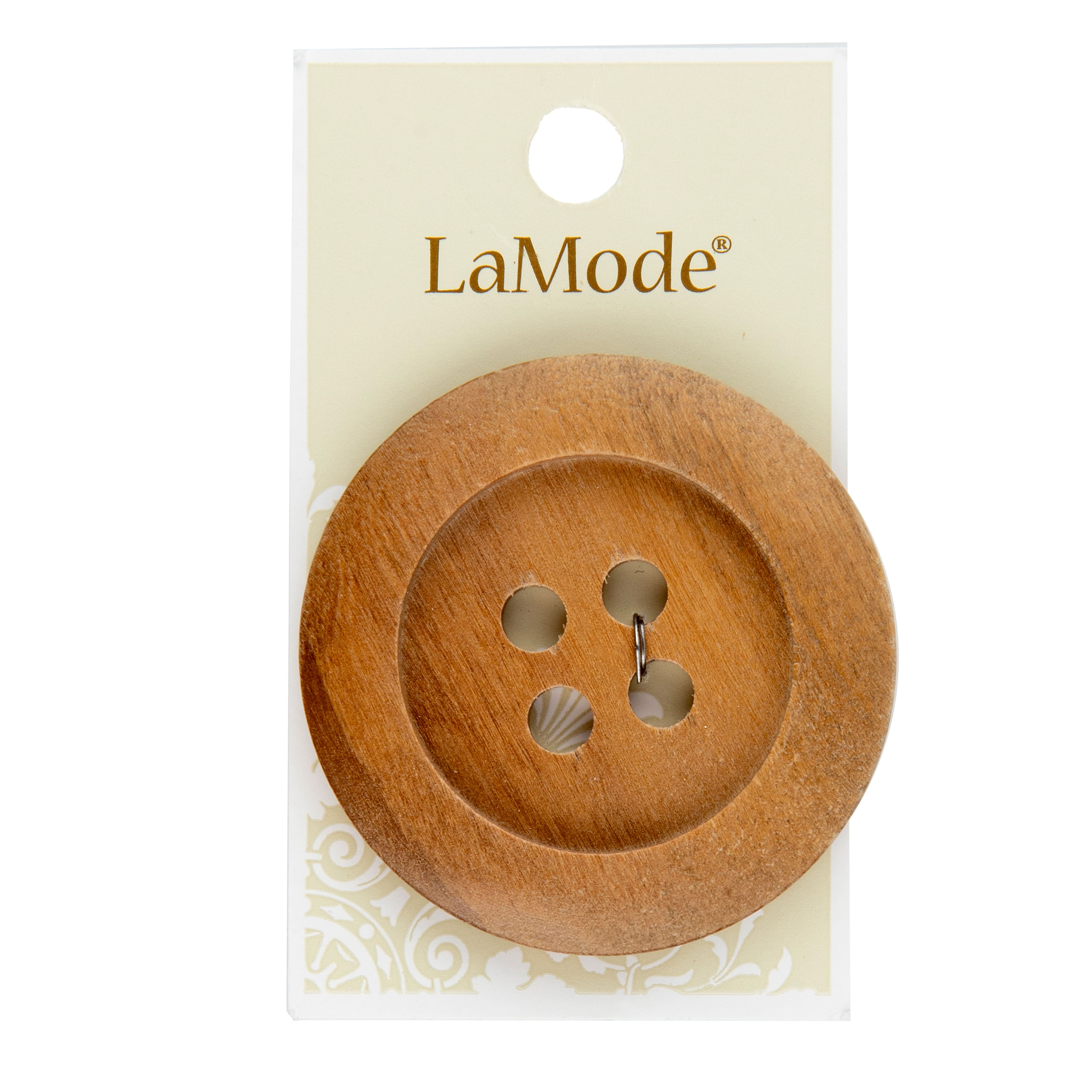 LaMode 2" Brown Wood 4-Hole Button